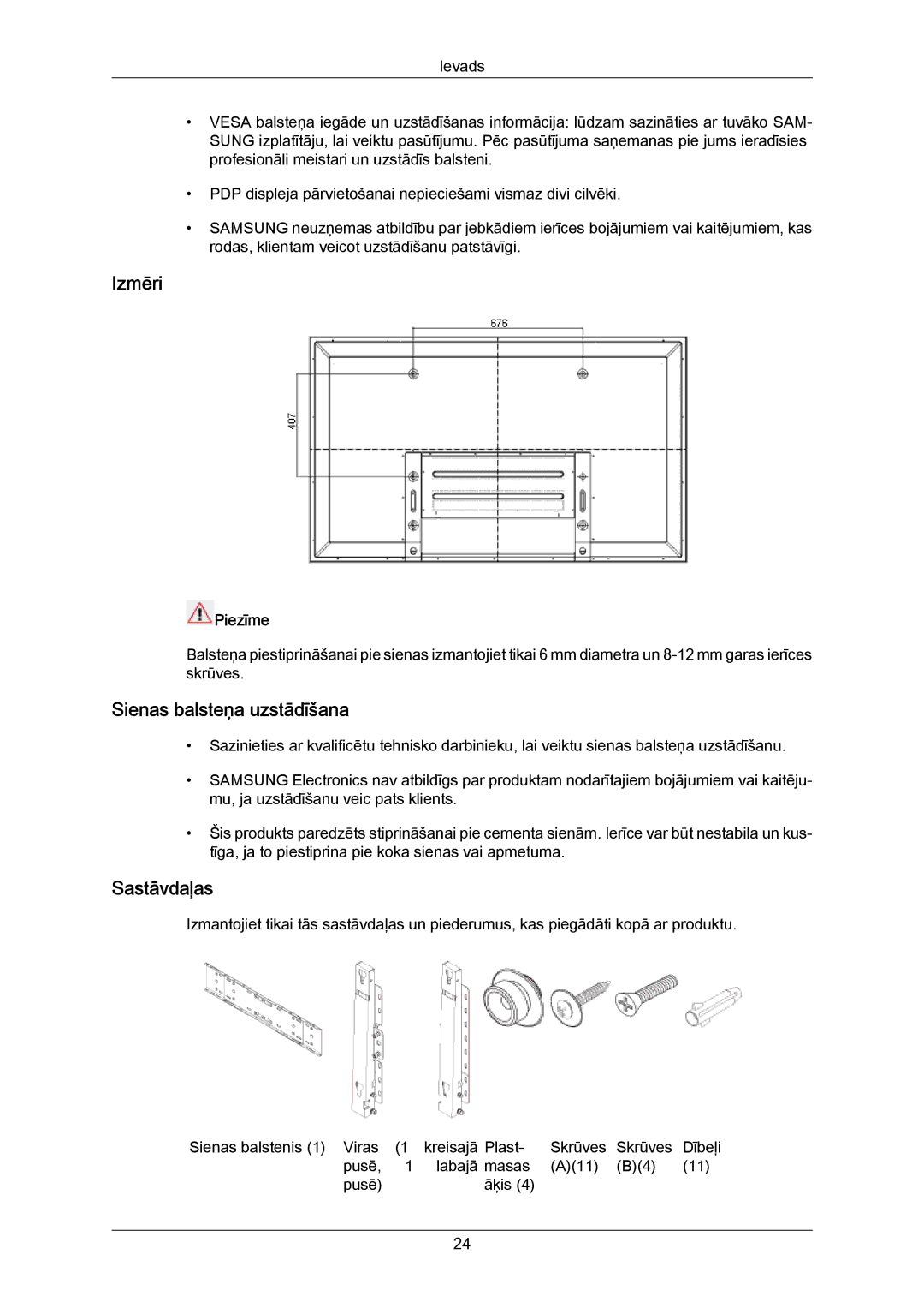 Samsung PH50KPPLBF/EN, PH63KPFLBF/EN manual Izmēri 