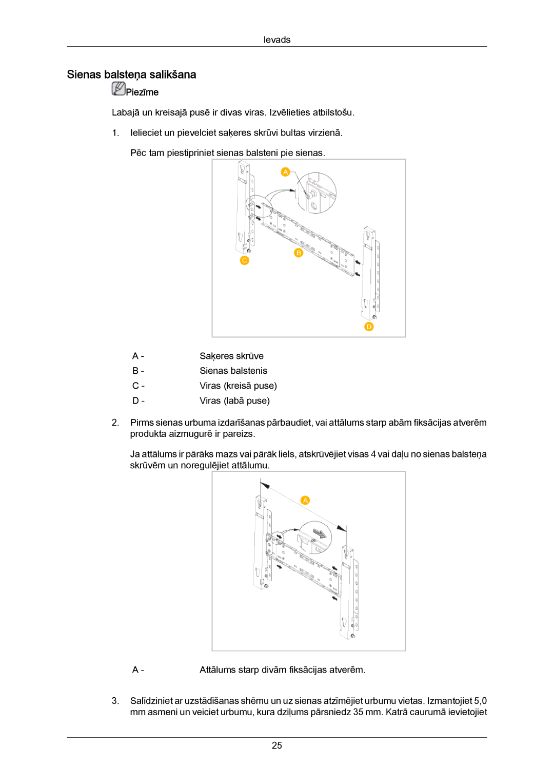 Samsung PH63KPFLBF/EN, PH50KPPLBF/EN manual Sienas balsteņa salikšana 