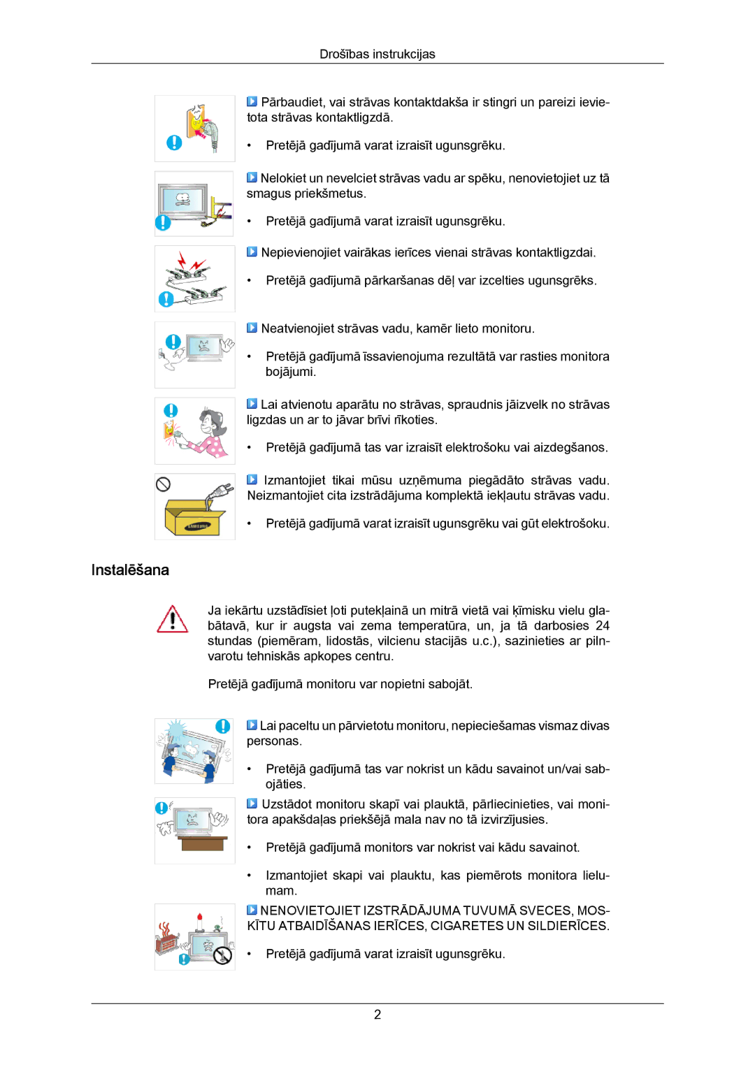 Samsung PH50KPPLBF/EN, PH63KPFLBF/EN manual Instalēšana 