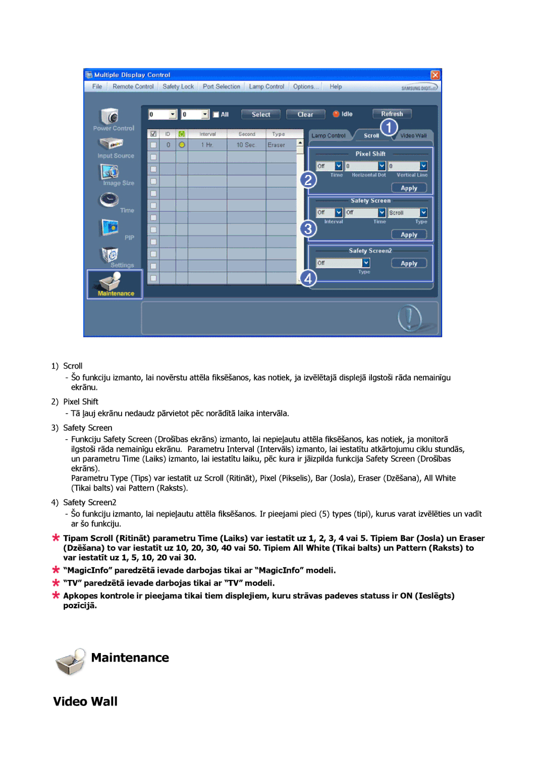 Samsung PH50KPPLBF/EN, PH63KPFLBF/EN manual Maintenance Video Wall 