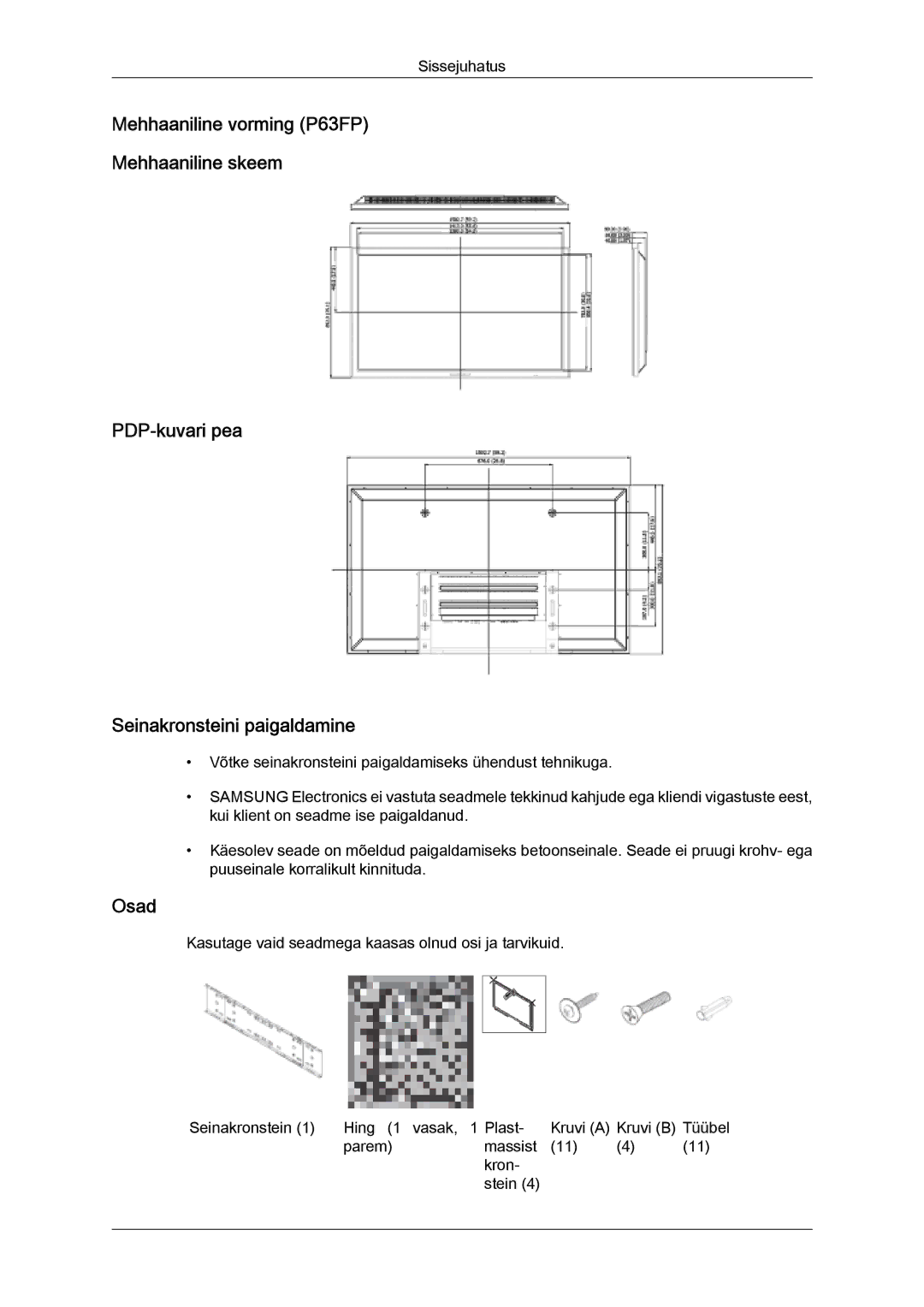 Samsung PH50KPPLBF/EN, PH63KPFLBF/EN manual Osad 