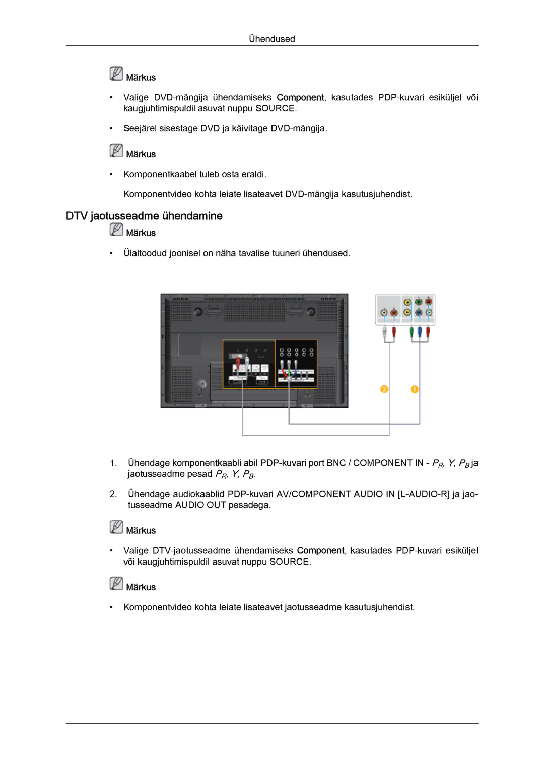 Samsung PH50KPPLBF/EN, PH63KPFLBF/EN manual DTV jaotusseadme ühendamine 