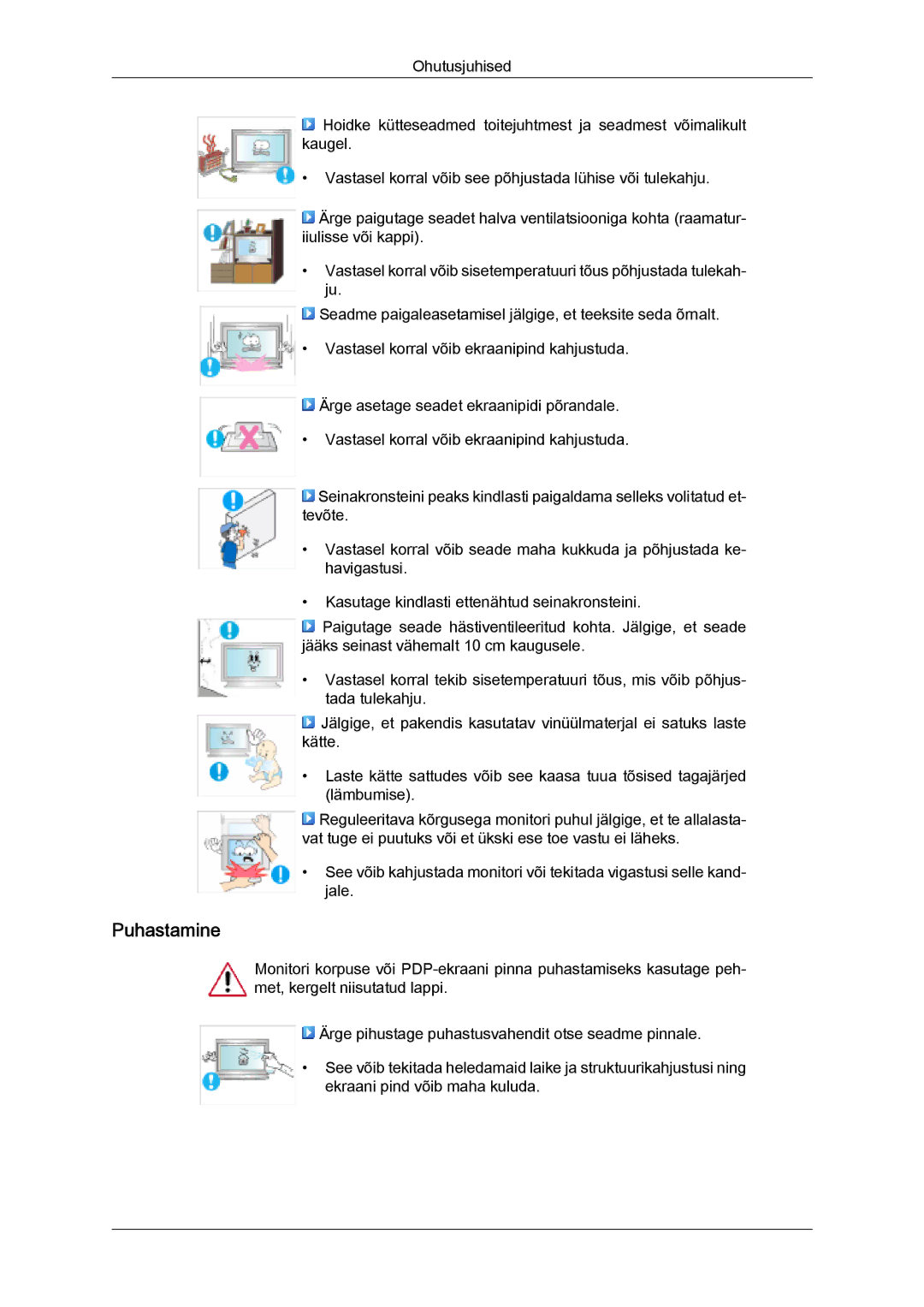 Samsung PH63KPFLBF/EN, PH50KPPLBF/EN manual Puhastamine 