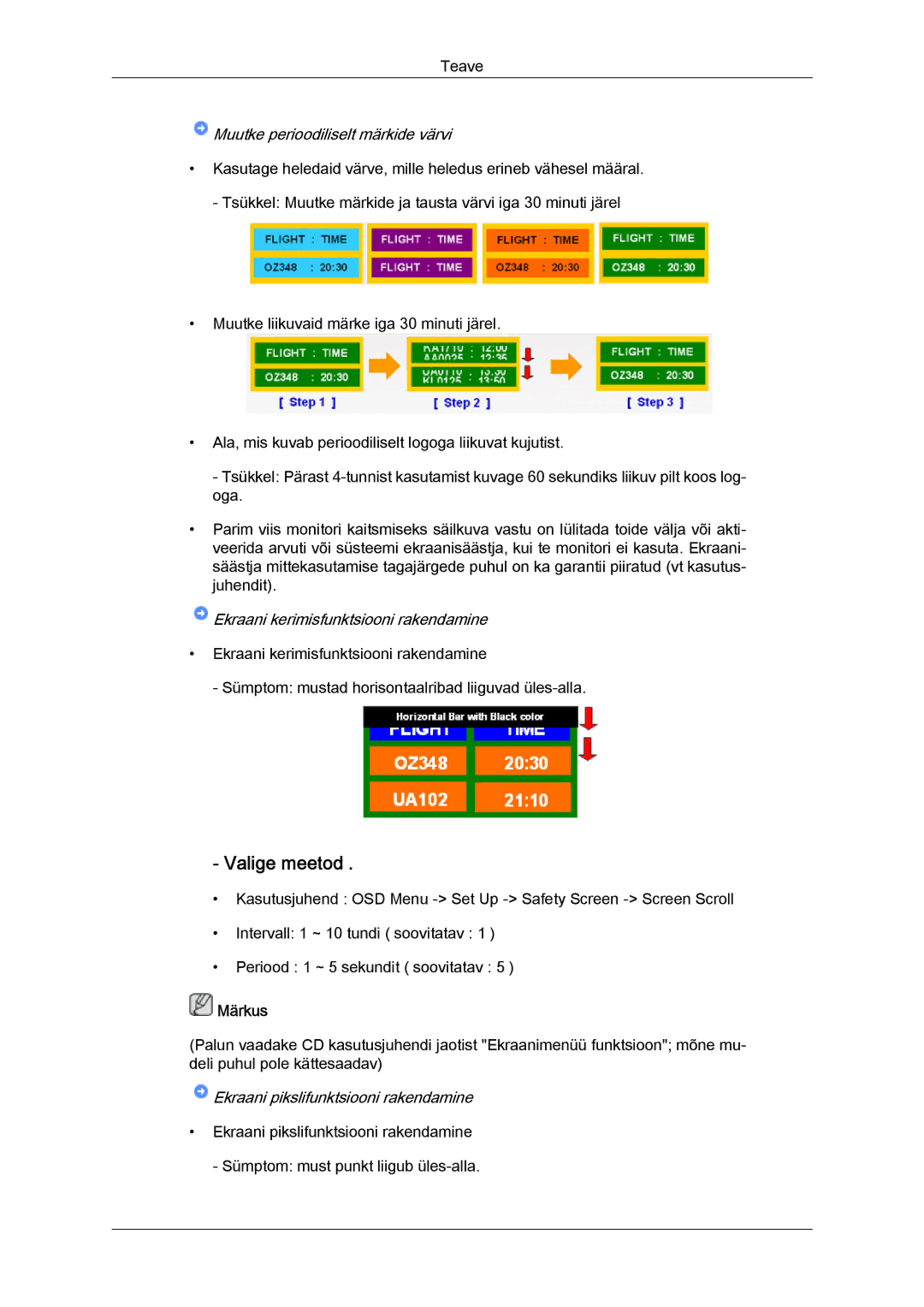 Samsung PH63KPFLBF/EN, PH50KPPLBF/EN manual Valige meetod, Muutke perioodiliselt märkide värvi 