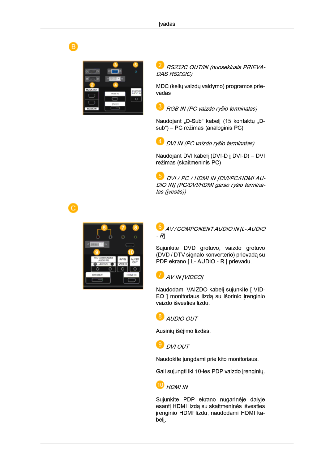 Samsung PH63KPFLBF/EN, PH50KPPLBF/EN manual Audio OUT 