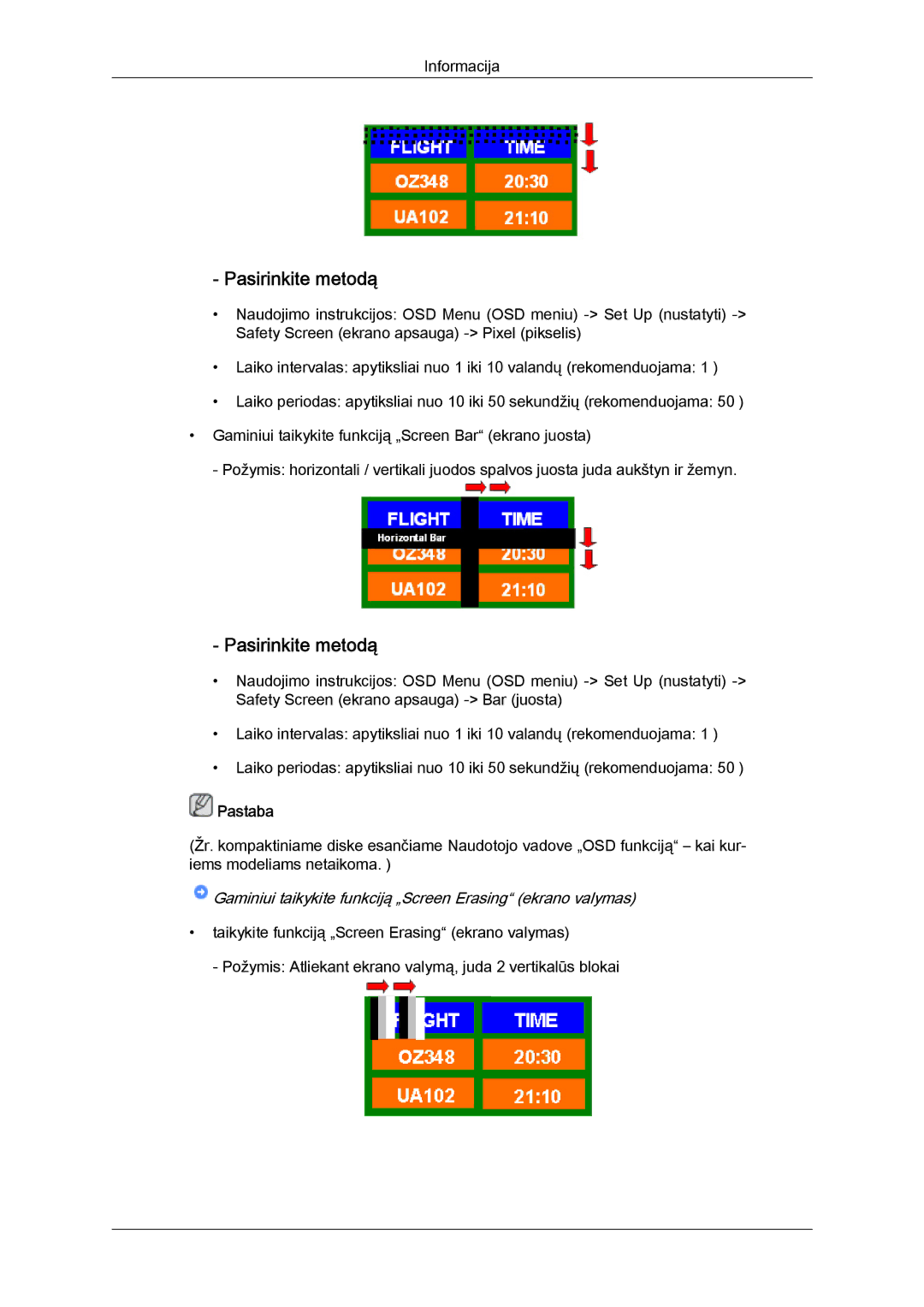 Samsung PH63KPFLBF/EN, PH50KPPLBF/EN manual Gaminiui taikykite funkciją „Screen Erasing ekrano valymas 