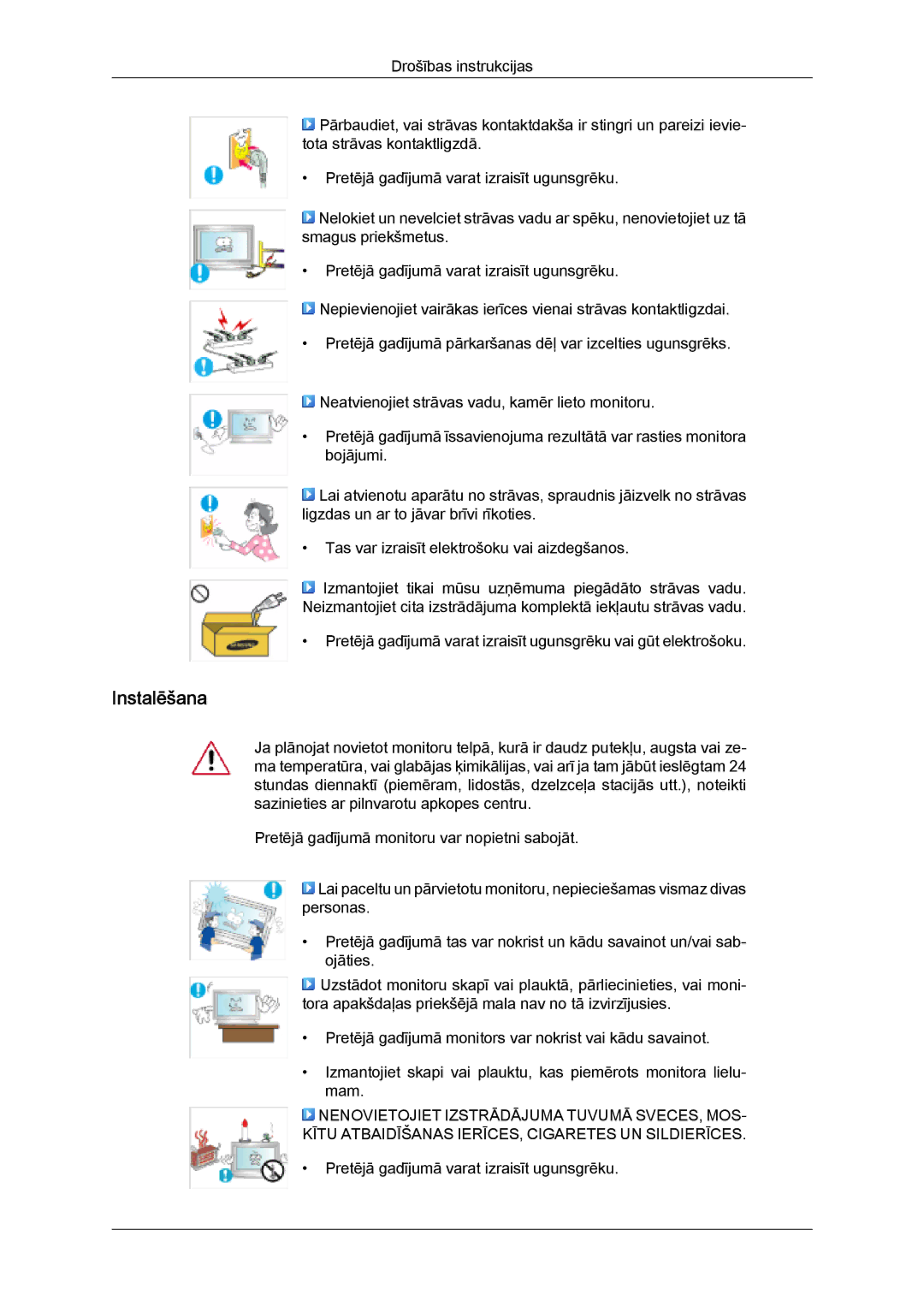 Samsung PH50KPPLBF/EN, PH63KPFLBF/EN manual Instalēšana 