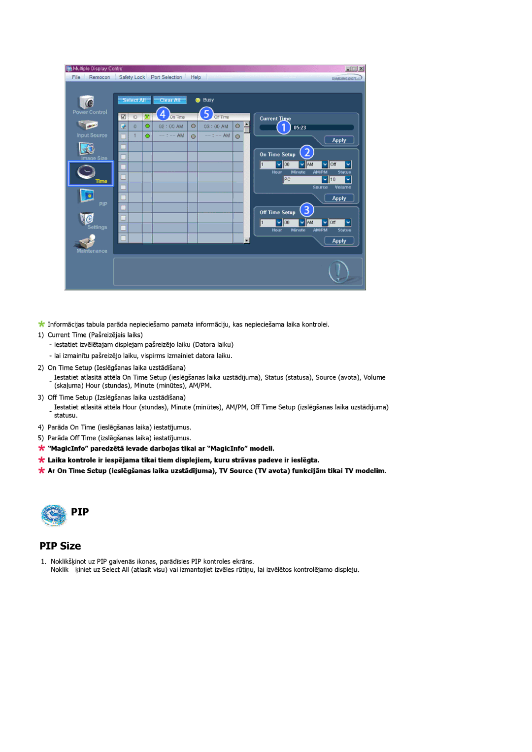 Samsung PH63KPFLBF/EN, PH50KPPLBF/EN manual Pip, PIP Size 