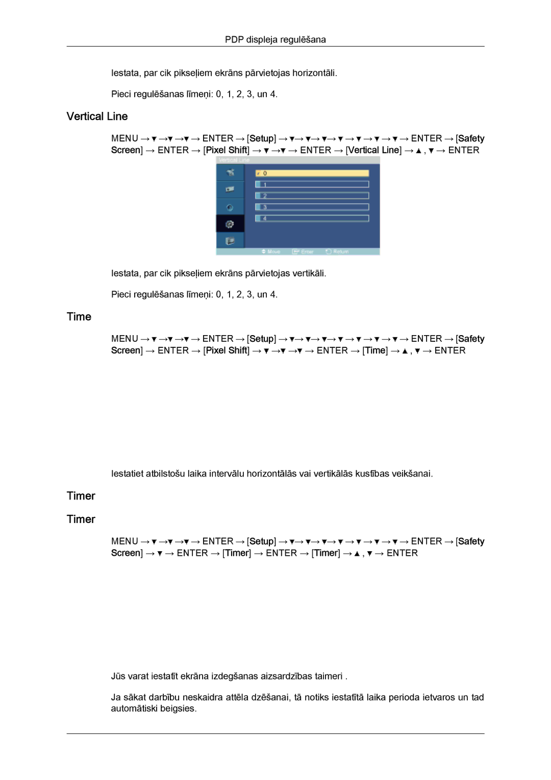 Samsung PH50KPPLBF/EN, PH63KPFLBF/EN manual Vertical Line, Timer 