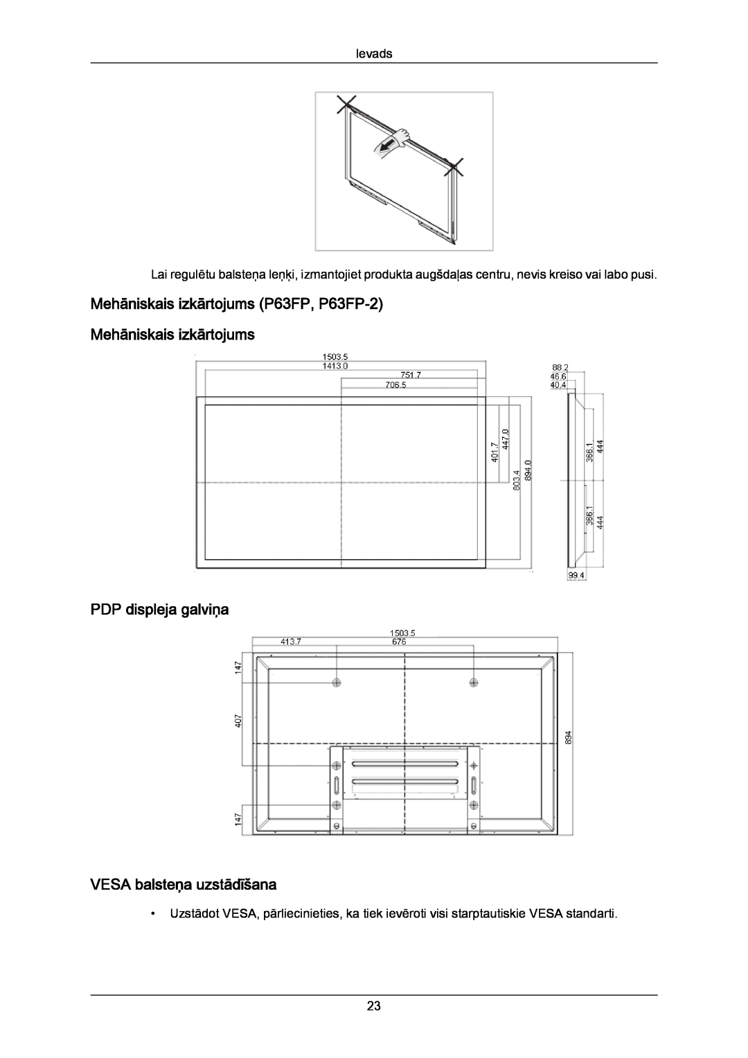 Samsung PH63KPFLBF/EN, PH50KPPLBF/EN manual Mehāniskais izkārtojums P63FP, P63FP-2 Mehāniskais izkārtojums 