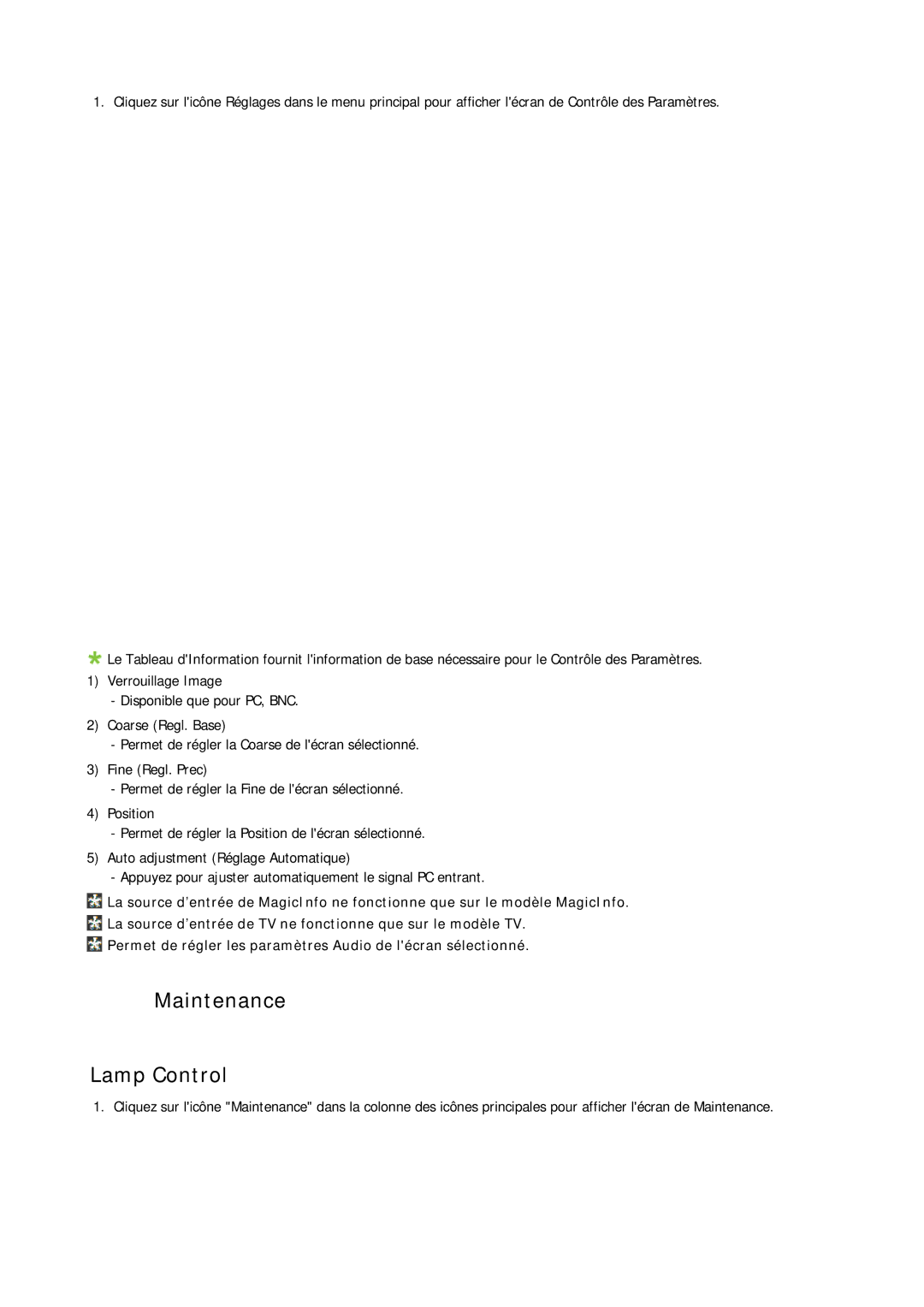 Samsung PH63KRFLBX/EN, PH63KPFLBF/EN, PH50KRPLBF/EN, PH50KPPLBF/EN, PH63KRFLBF/EN manual Maintenance Lamp Control 