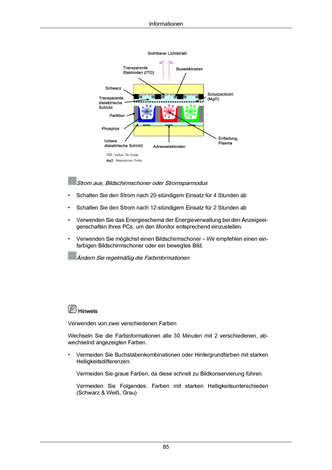 Samsung PH50KRPLBF/EN, PH63KRFLBX/EN, PH63KPFLBF/EN, PH50KPPLBF/EN, PH63KRFLBF/EN Ändern Sie regelmäßig die Farbinformationen 