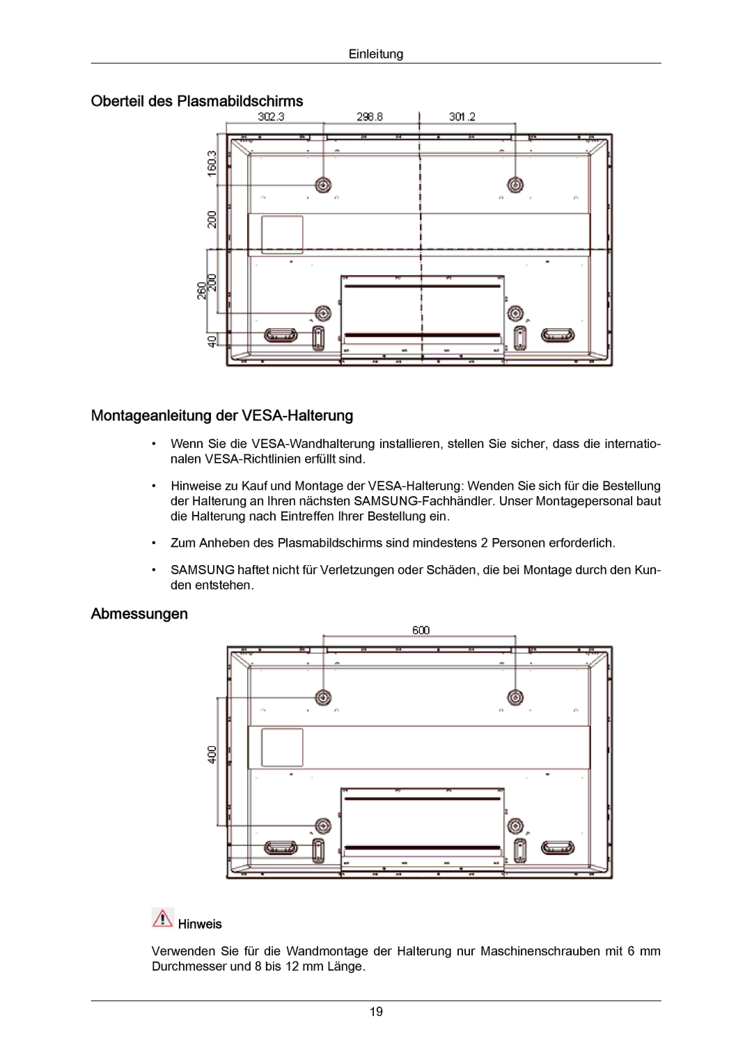 Samsung PH63KRFLBX/EN, PH63KPFLBF/EN, PH50KRPLBF/EN, PH50KPPLBF/EN, PH63KRFLBF/EN manual Abmessungen 