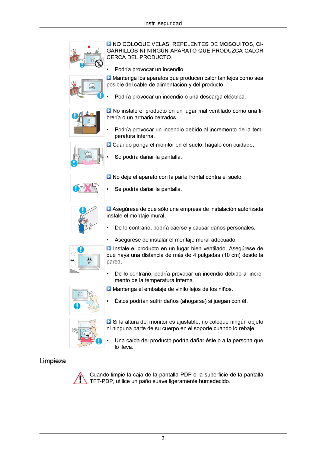 Samsung PH63KRFLBF/EN, PH63KRFLBX/EN, PH63KPFLBF/EN, PH50KRPLBF/EN, PH50KPPLBF/EN manual Limpieza 