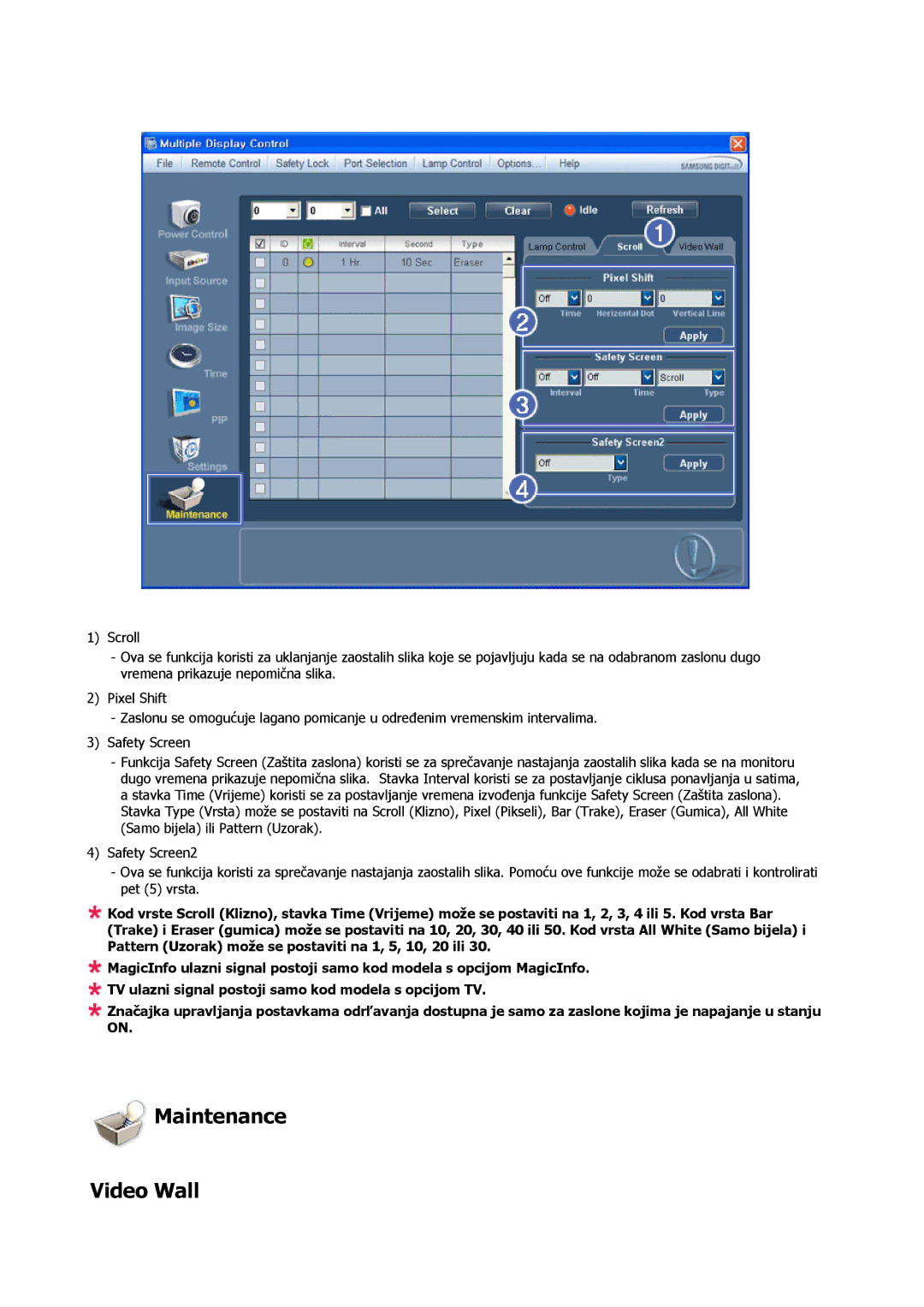 Samsung PH63KRFLBX/EN, PH63KPFLBF/EN, PH50KRPLBF/EN, PH50KPPLBF/EN manual Maintenance Video Wall 