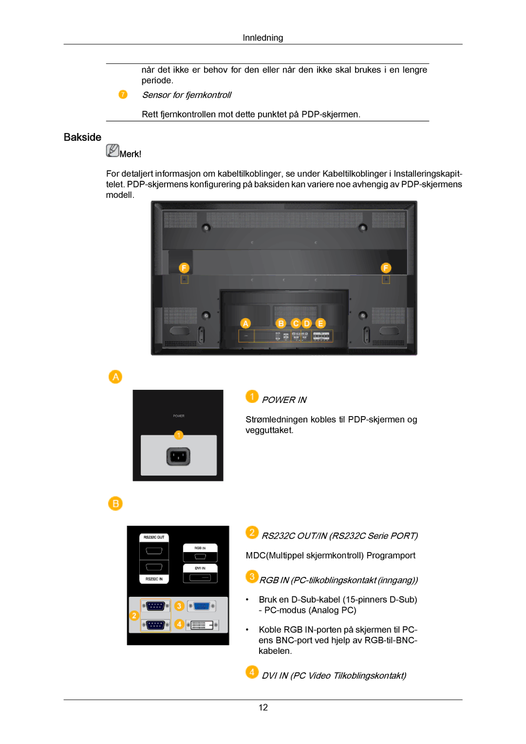 Samsung PH63KPFLBF/EN, PH63KRFLBX/EN, PH63KRFLBF/EN manual Bakside, Power 