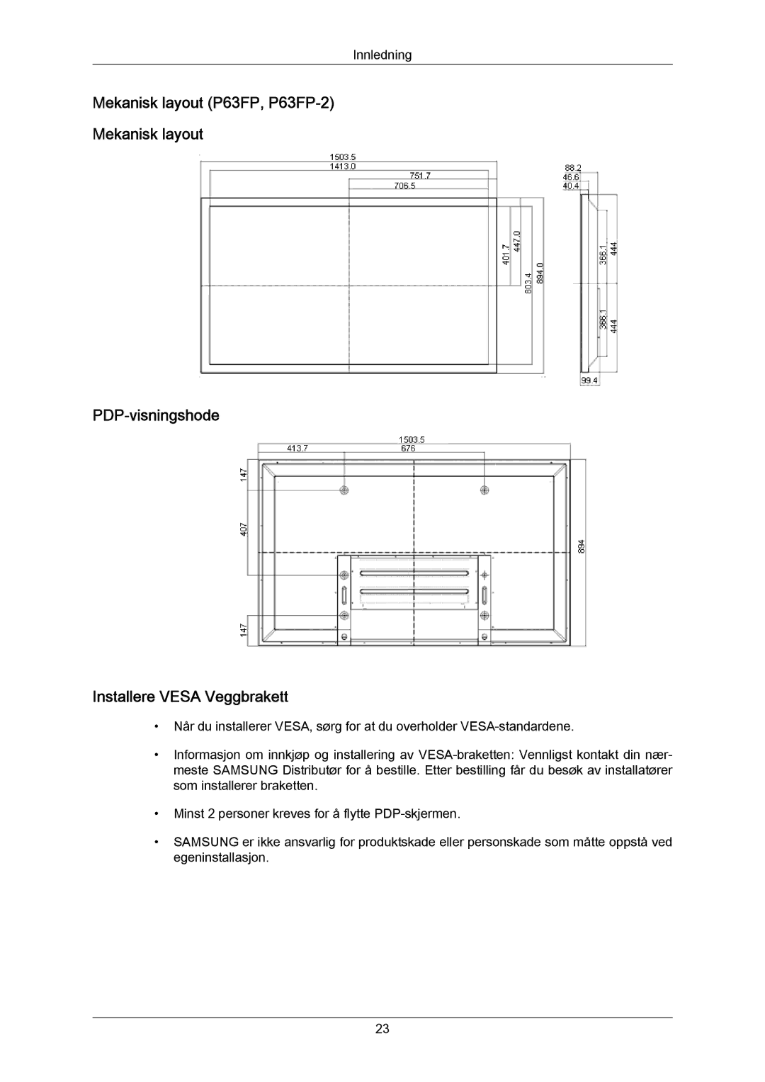 Samsung PH63KRFLBX/EN, PH63KPFLBF/EN, PH63KRFLBF/EN manual Innledning 