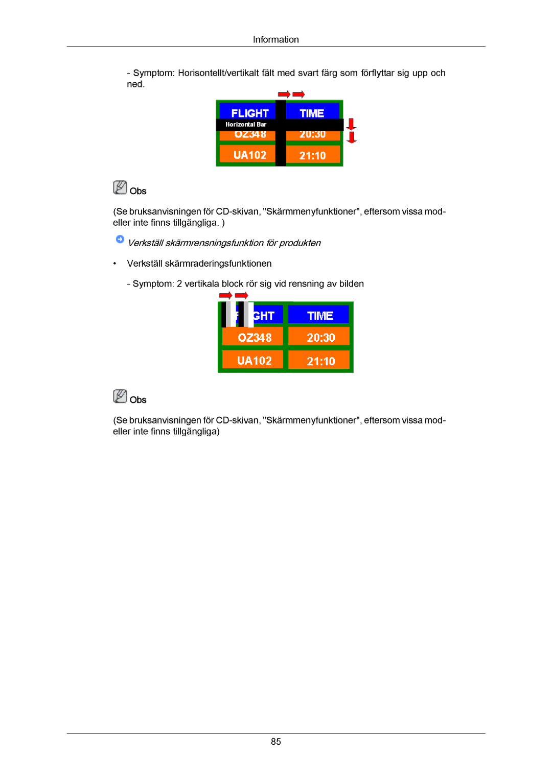 Samsung PH63KRFLBX/EN, PH63KPFLBF/EN, PH63KRFLBF/EN manual Verkställ skärmrensningsfunktion för produkten 