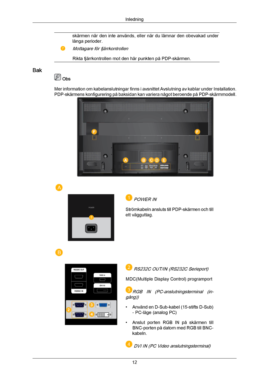 Samsung PH63KPFLBF/EN, PH63KRFLBX/EN, PH63KRFLBF/EN manual Bak, Power 