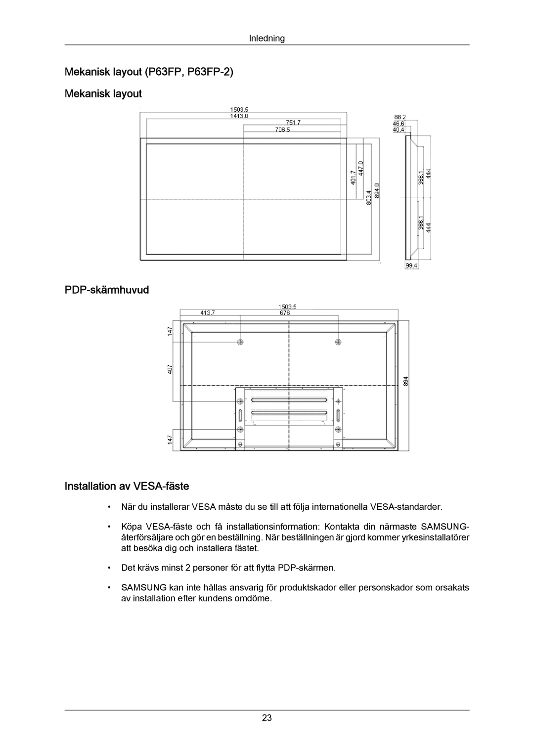 Samsung PH63KRFLBX/EN, PH63KPFLBF/EN, PH63KRFLBF/EN manual Inledning 