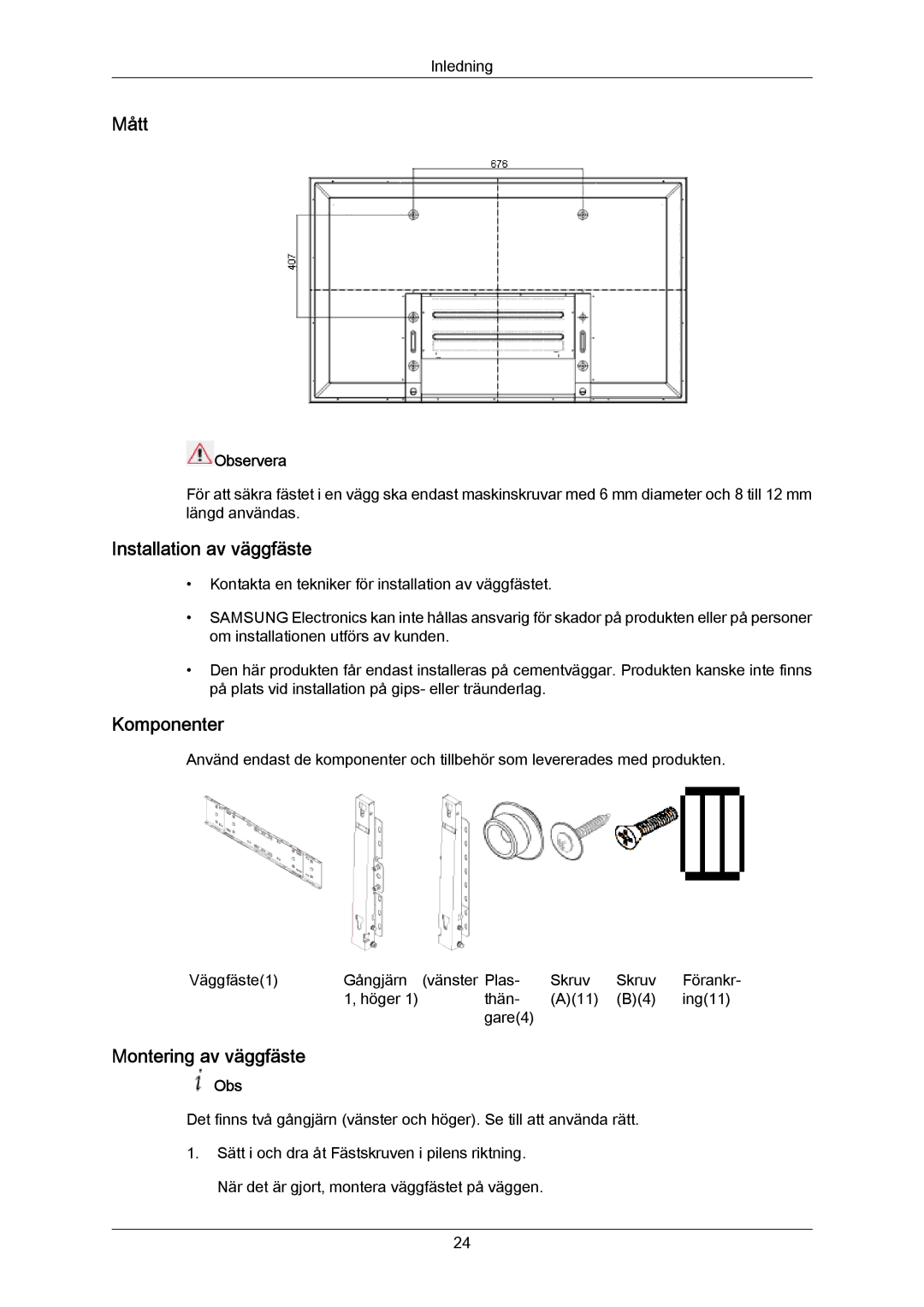 Samsung PH63KPFLBF/EN, PH63KRFLBX/EN, PH63KRFLBF/EN manual Mått 