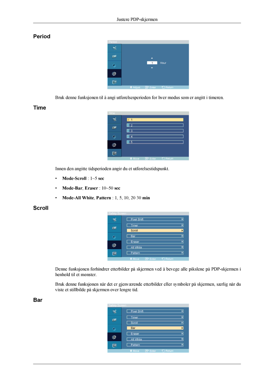 Samsung PH64KRPMBF/EN manual Period, Scroll, Bar 