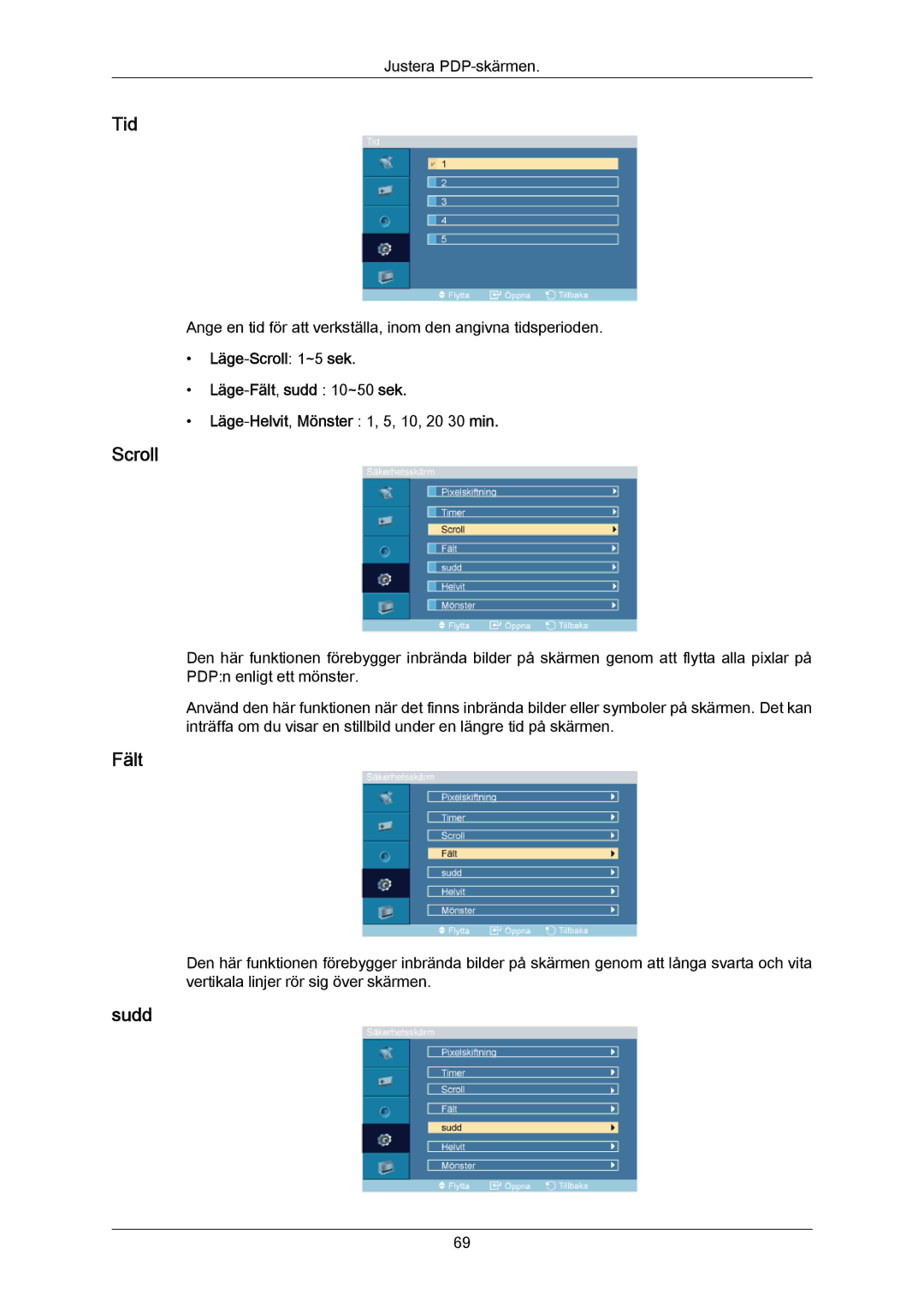 Samsung PH64KRPMBF/EN manual Scroll, Fält, Sudd 