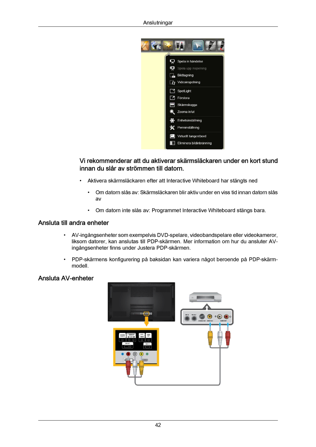 Samsung PH64KRPMBF/EN manual Ansluta till andra enheter, Ansluta AV-enheter 