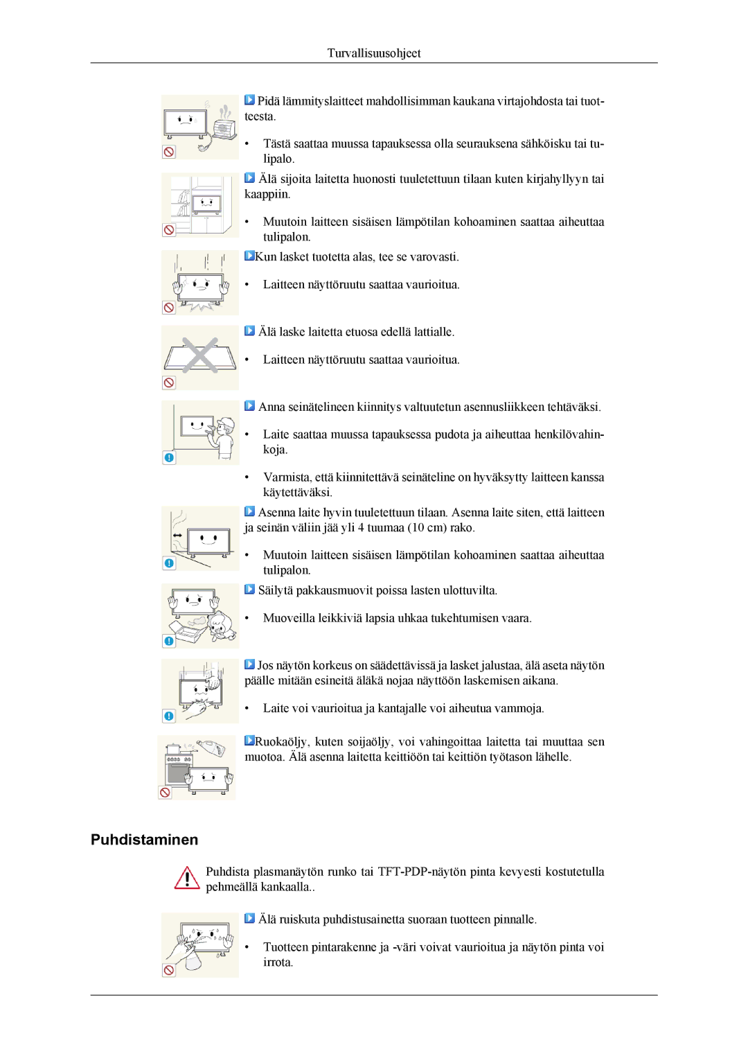 Samsung PH64KRPMBF/EN manual Puhdistaminen 