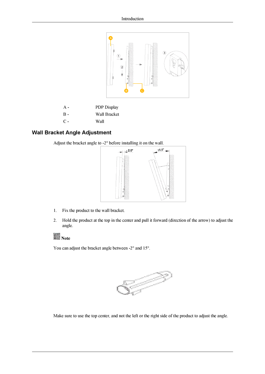 Samsung PH64KRPMBF/EN, PH64KRRMBF/EN, PH64KRPMBF/NG, PH64KRPMBF/XY manual Wall Bracket Angle Adjustment 