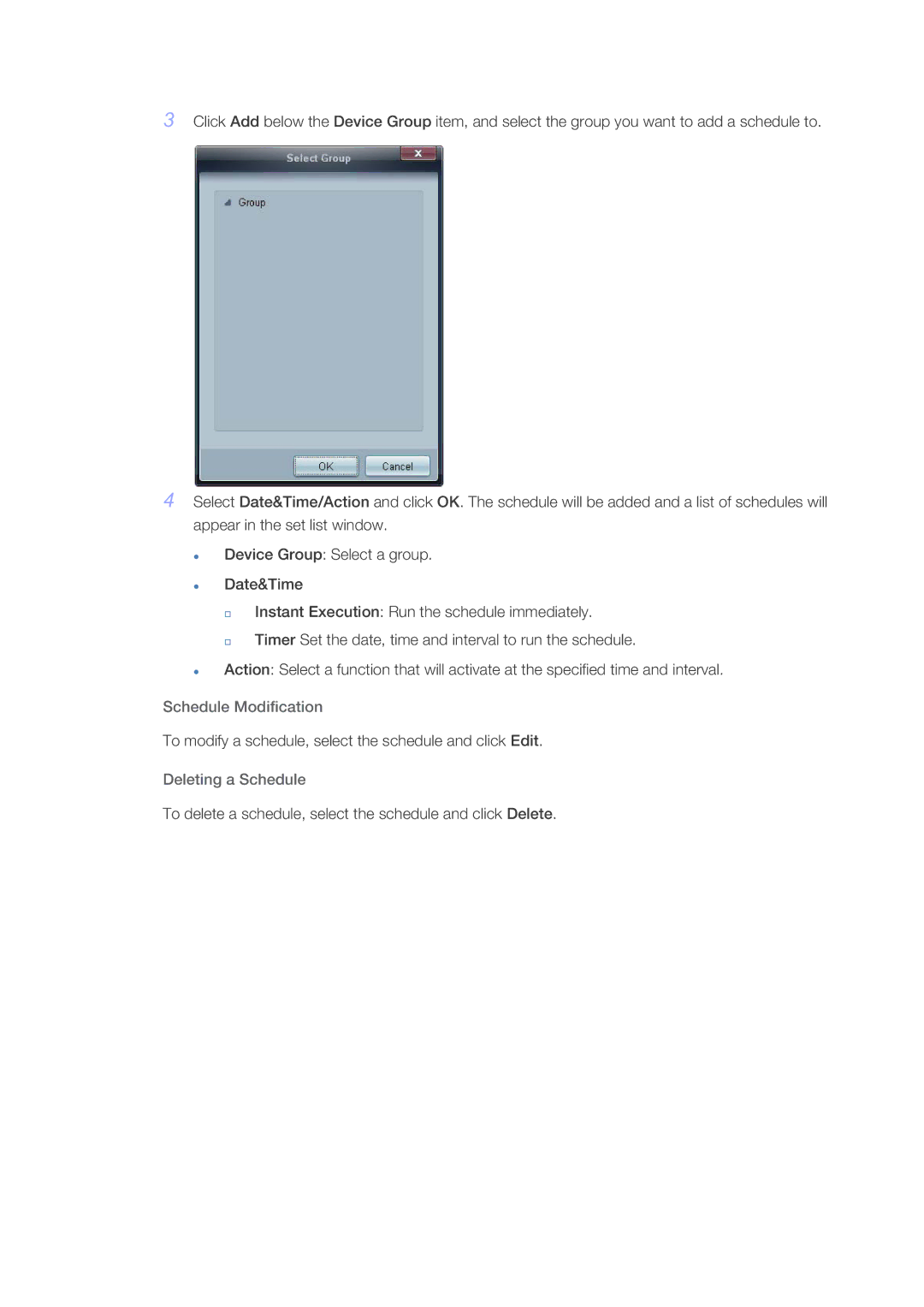 Samsung PH64KRRMBF/EN, PH64KRPMBF/EN, PH64KRPMBF/NG, PH64KRPMBF/XY manual Schedule Modification, Deleting a Schedule 