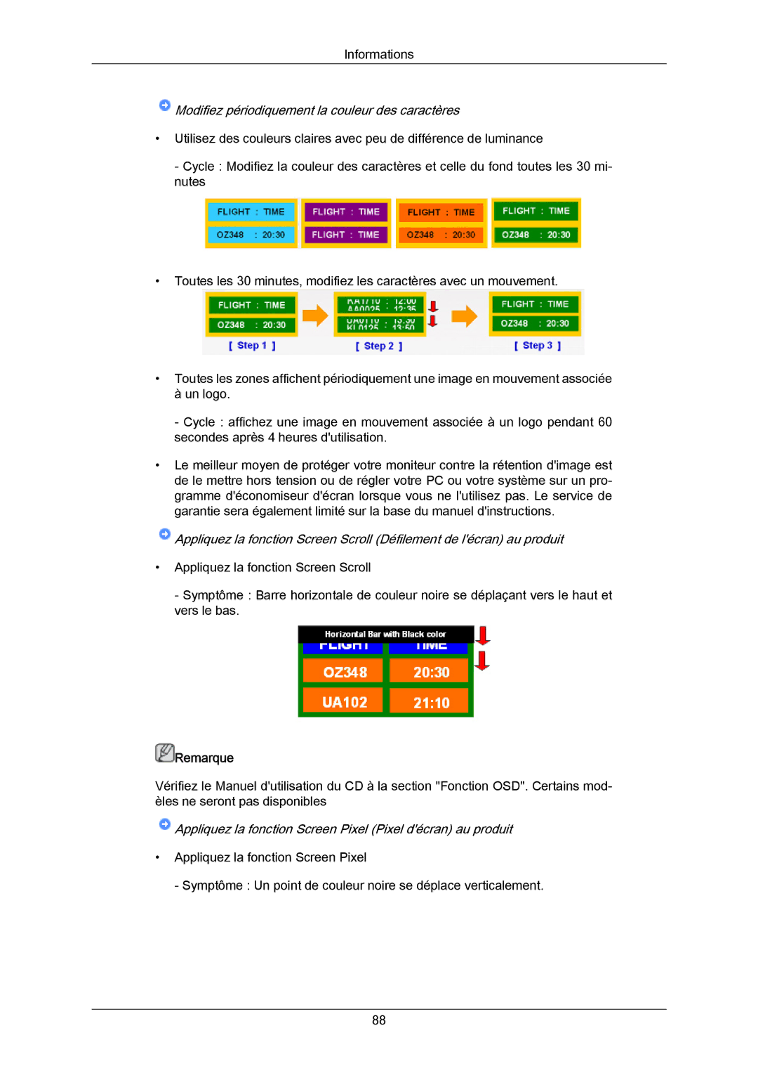 Samsung PH64KRRMBF/EN, PH64KRPMBF/EN manual Modifiez périodiquement la couleur des caractères 