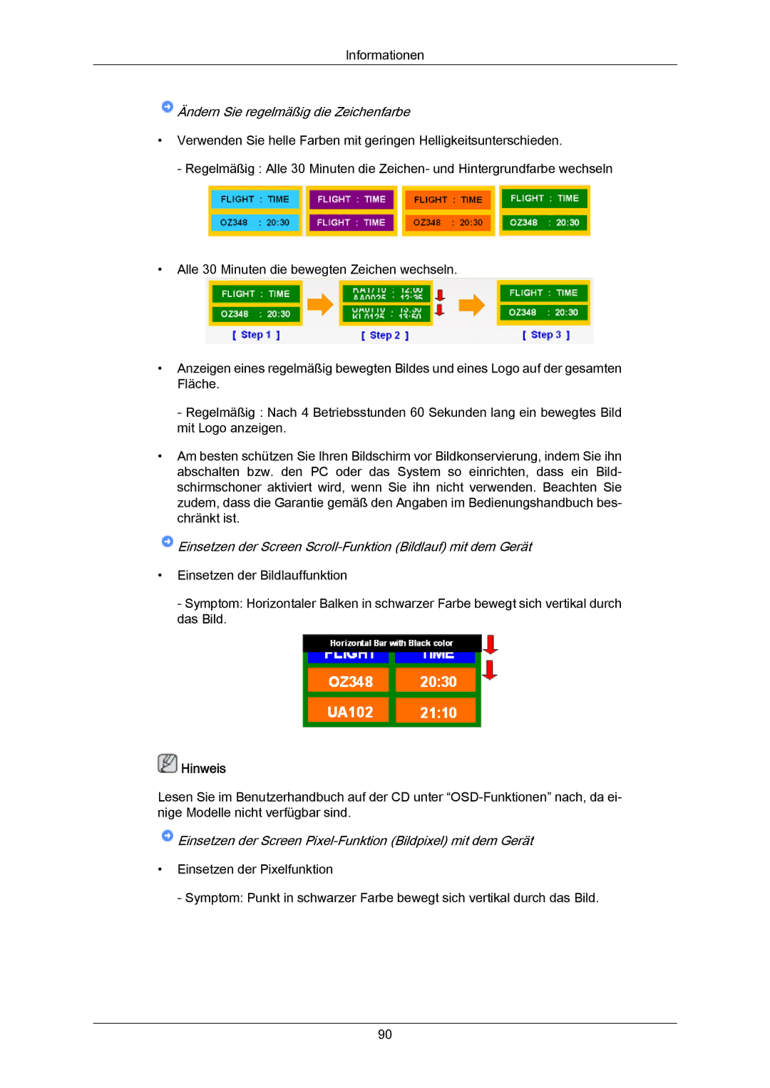 Samsung PH64KRRMBF/EN, PH64KRPMBF/EN manual Ändern Sie regelmäßig die Zeichenfarbe 