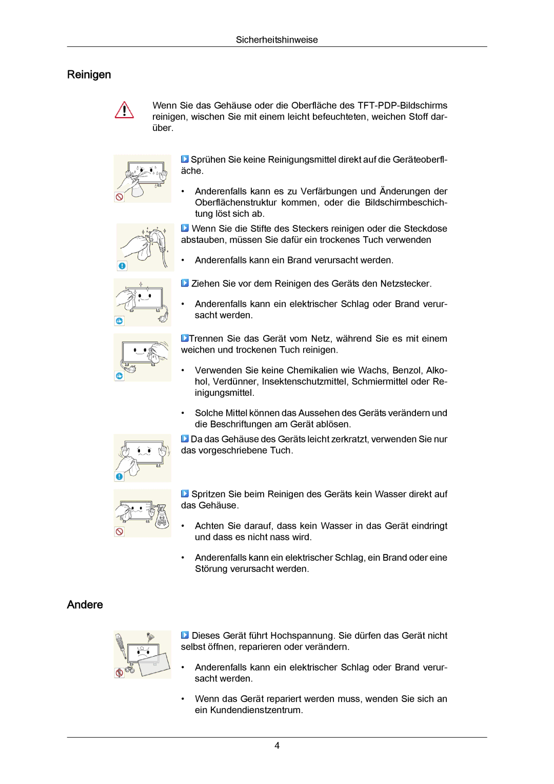 Samsung PH64KRPMBF/EN, PH64KRRMBF/EN manual Reinigen, Andere 