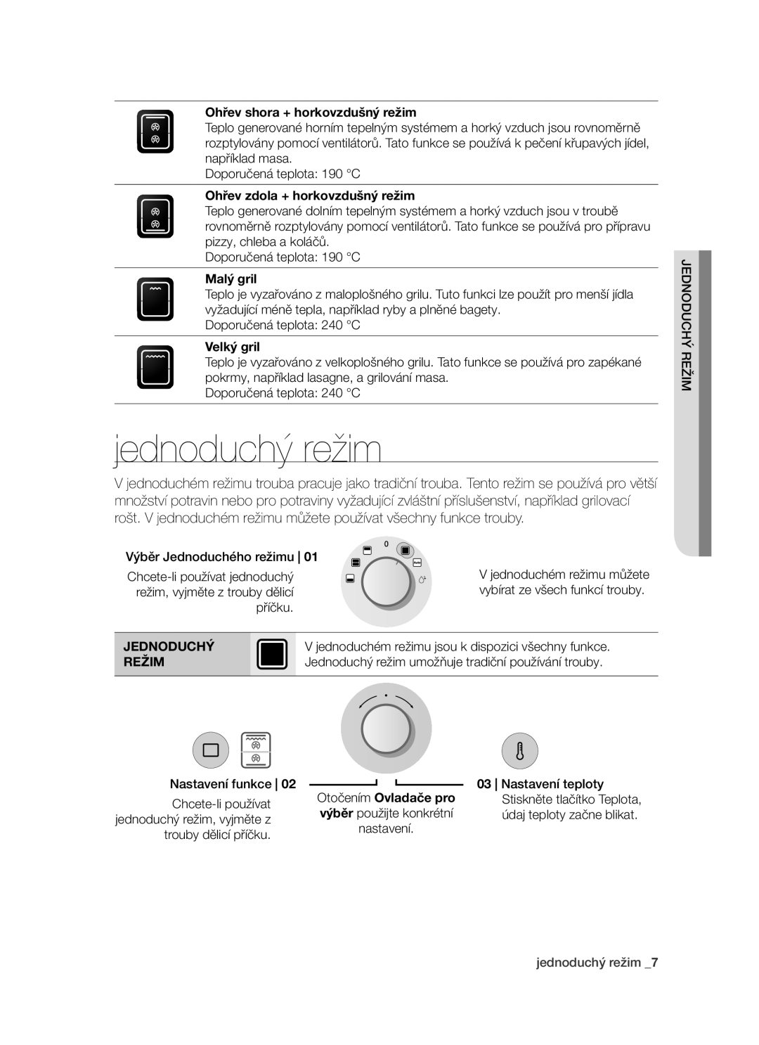 Samsung PKG003/XEH manual Jednoduchý režim, Režim 