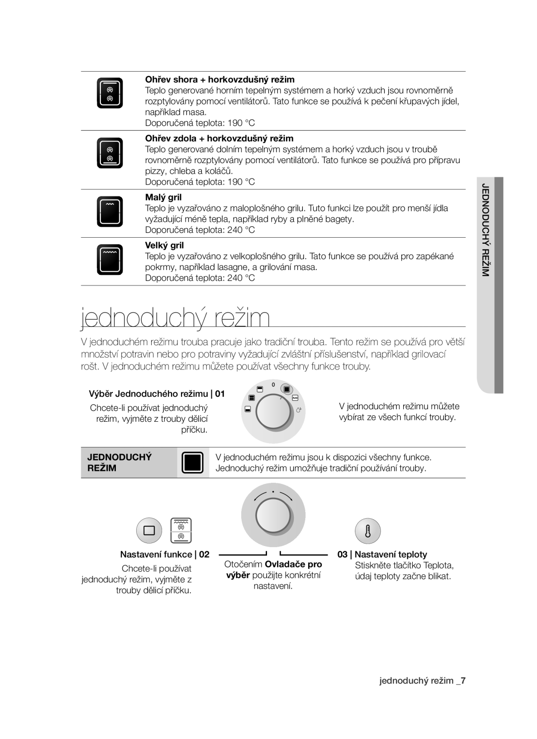 Samsung PKG003/XEH manual Jednoduchý režim, Režim 