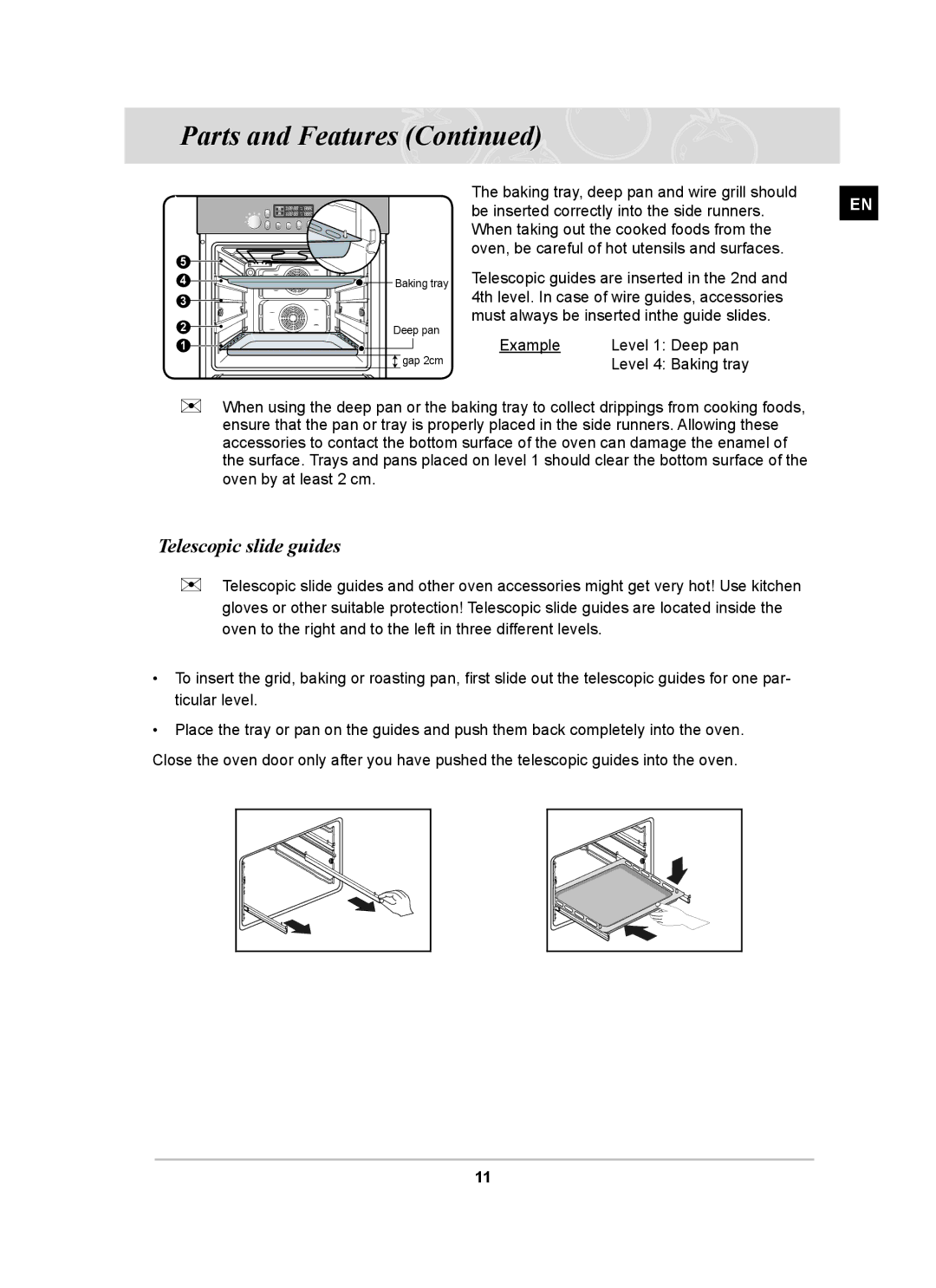 Samsung PKG004/XEH manual Telescopic slide guides 