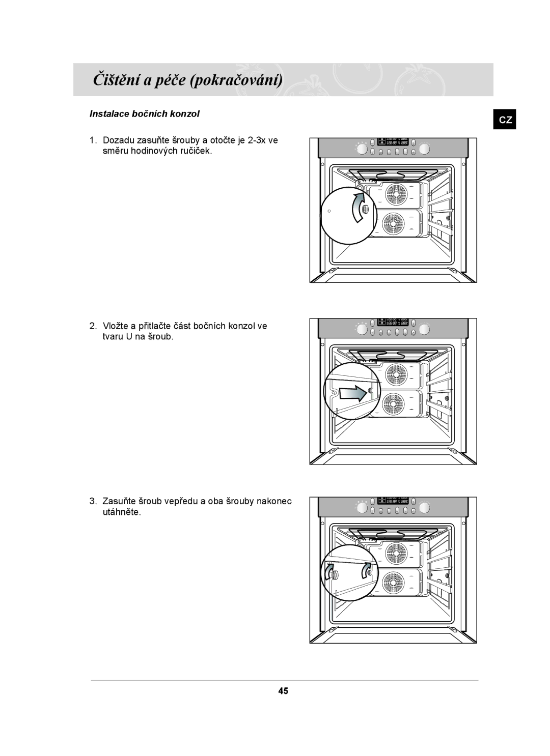 Samsung PKG004/XEH manual Instalace bočních konzol 