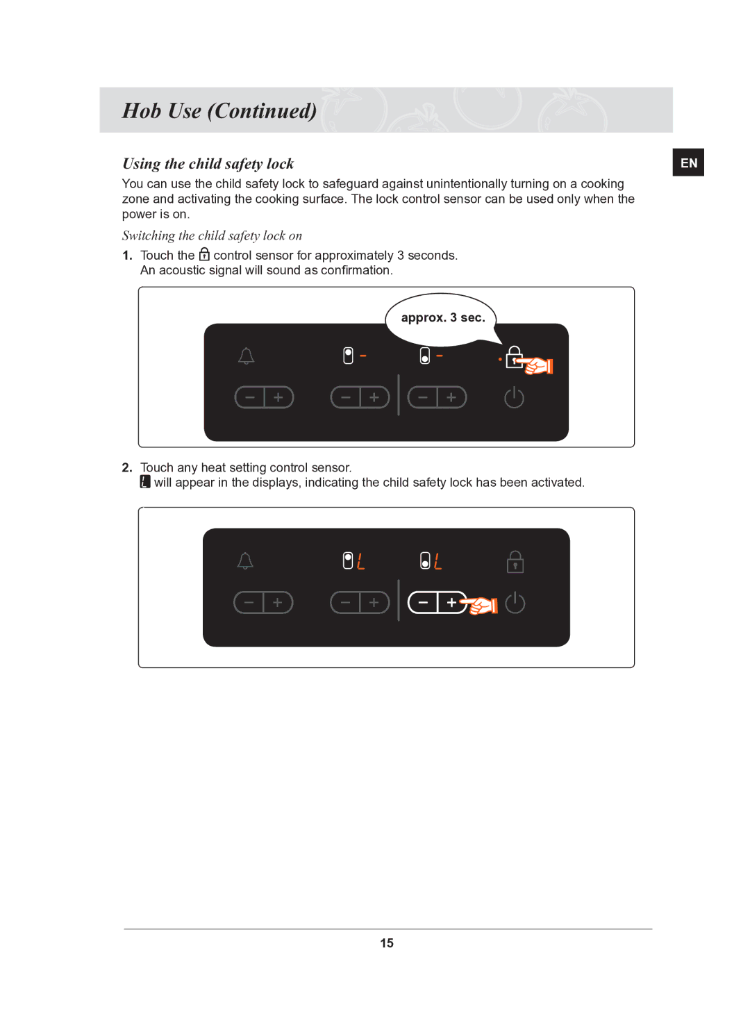 Samsung PKG008/BOL, PKG009/BOL manual Using the child safety lock, Approx sec 