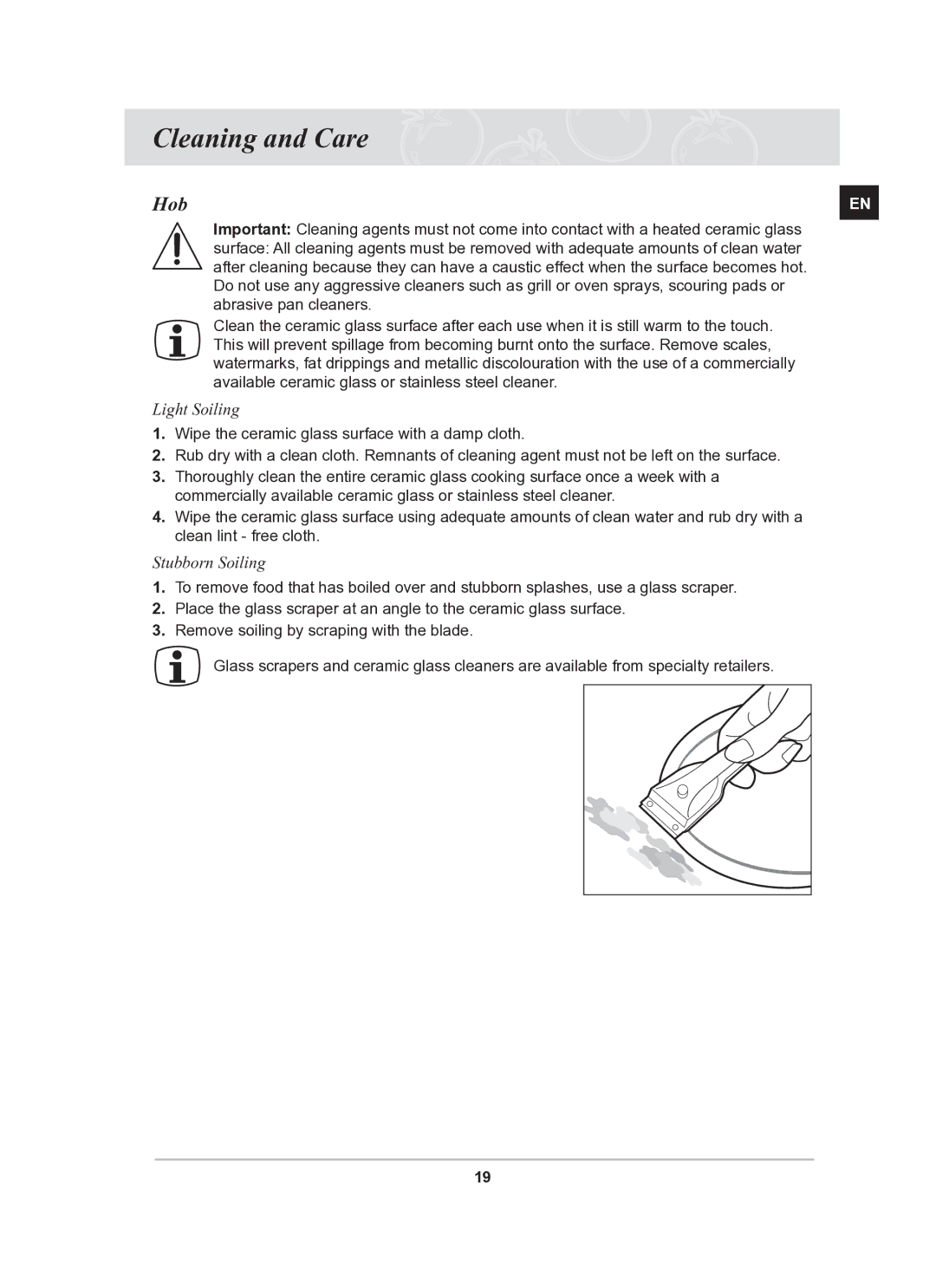 Samsung PKG008/BOL, PKG009/BOL manual Cleaning and Care, Hob 