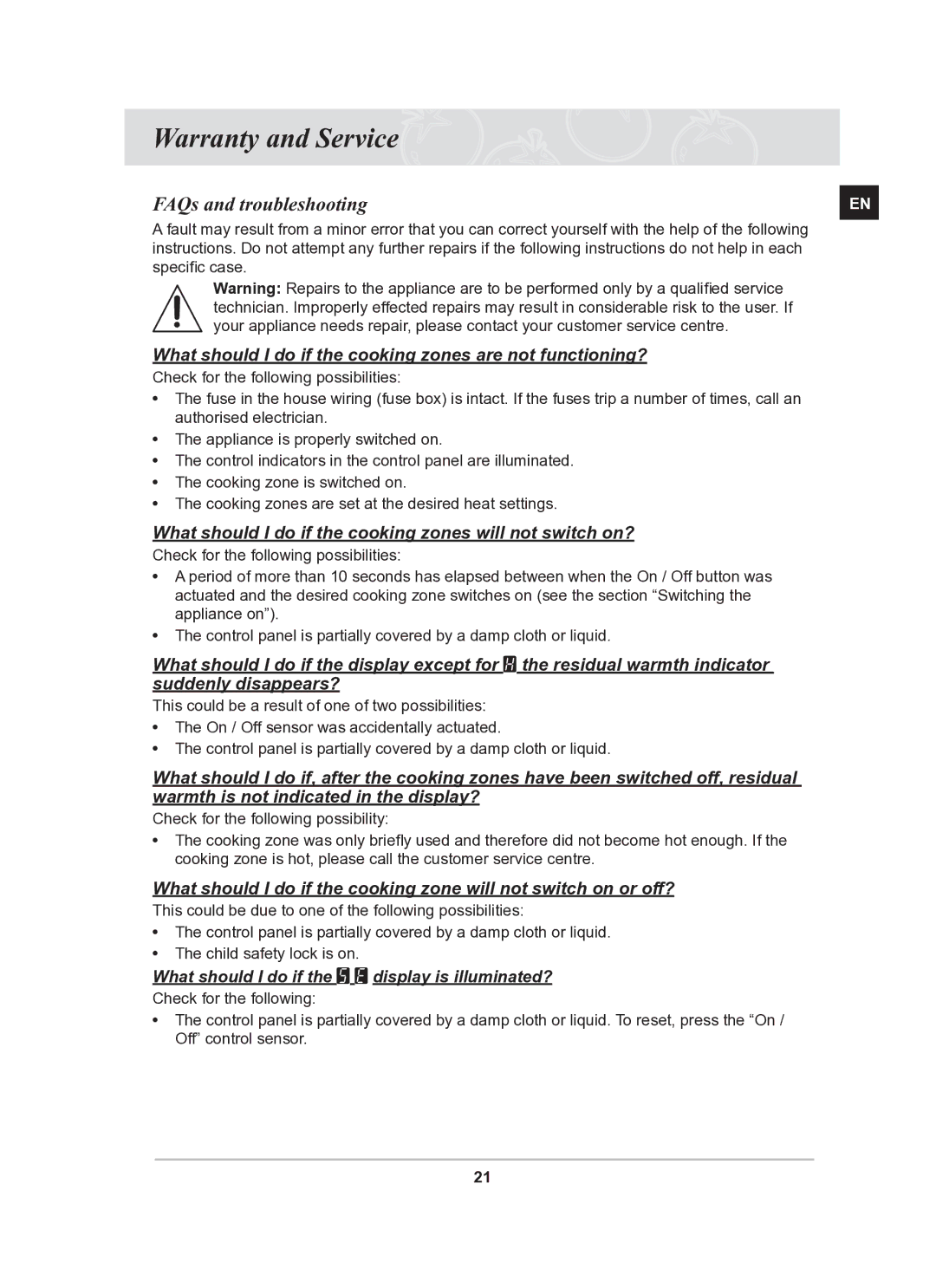 Samsung PKG008/BOL, PKG009/BOL manual Warranty and Service, FAQs and troubleshooting 