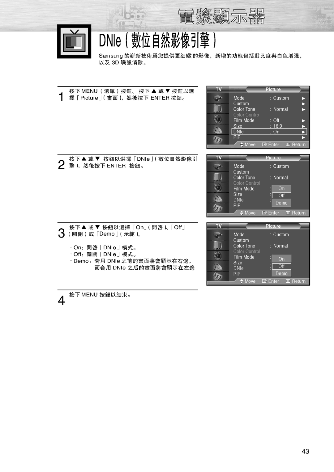 Samsung PL-42D4S manual Demo 