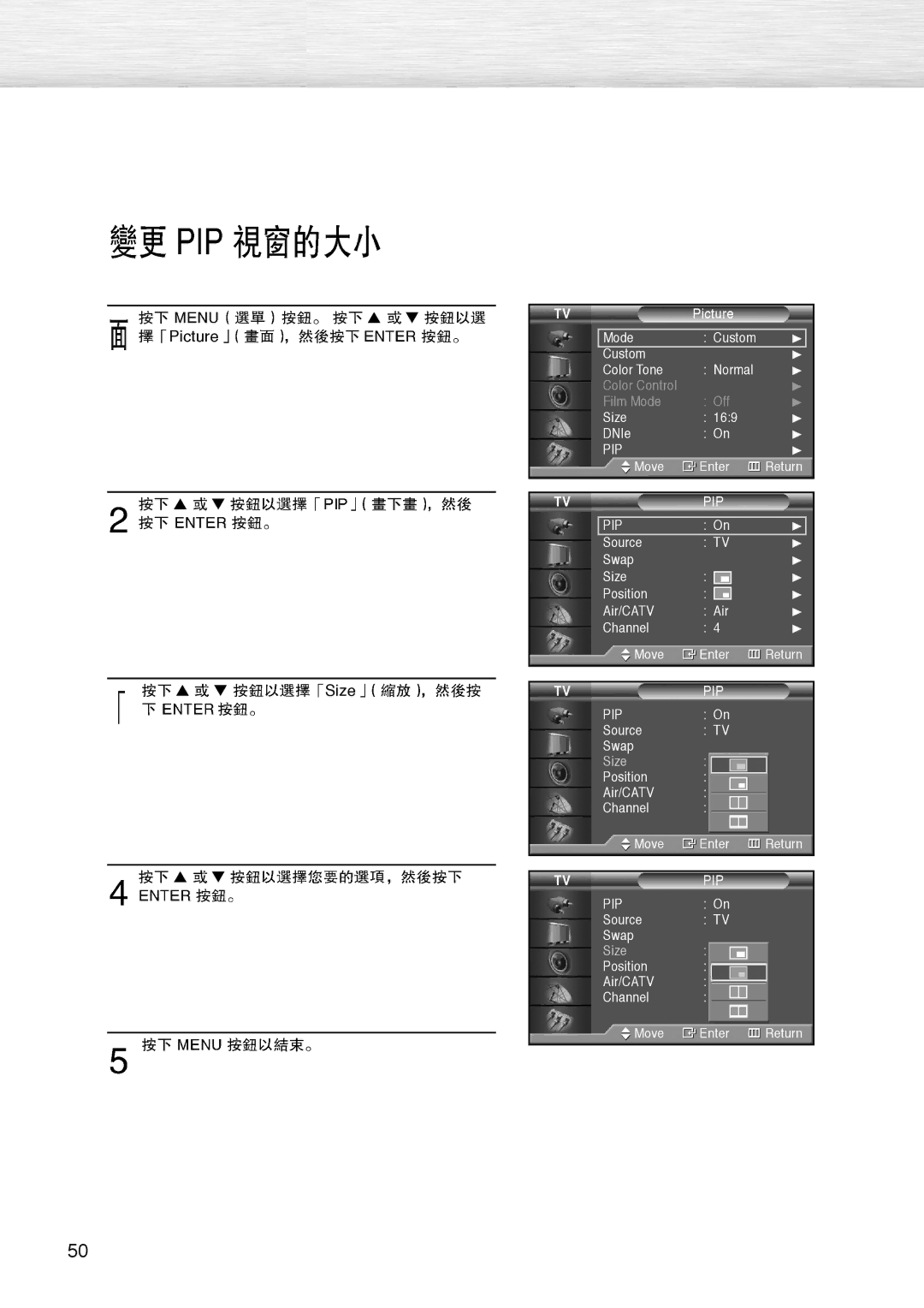 Samsung PL-42D4S manual Picture Size 