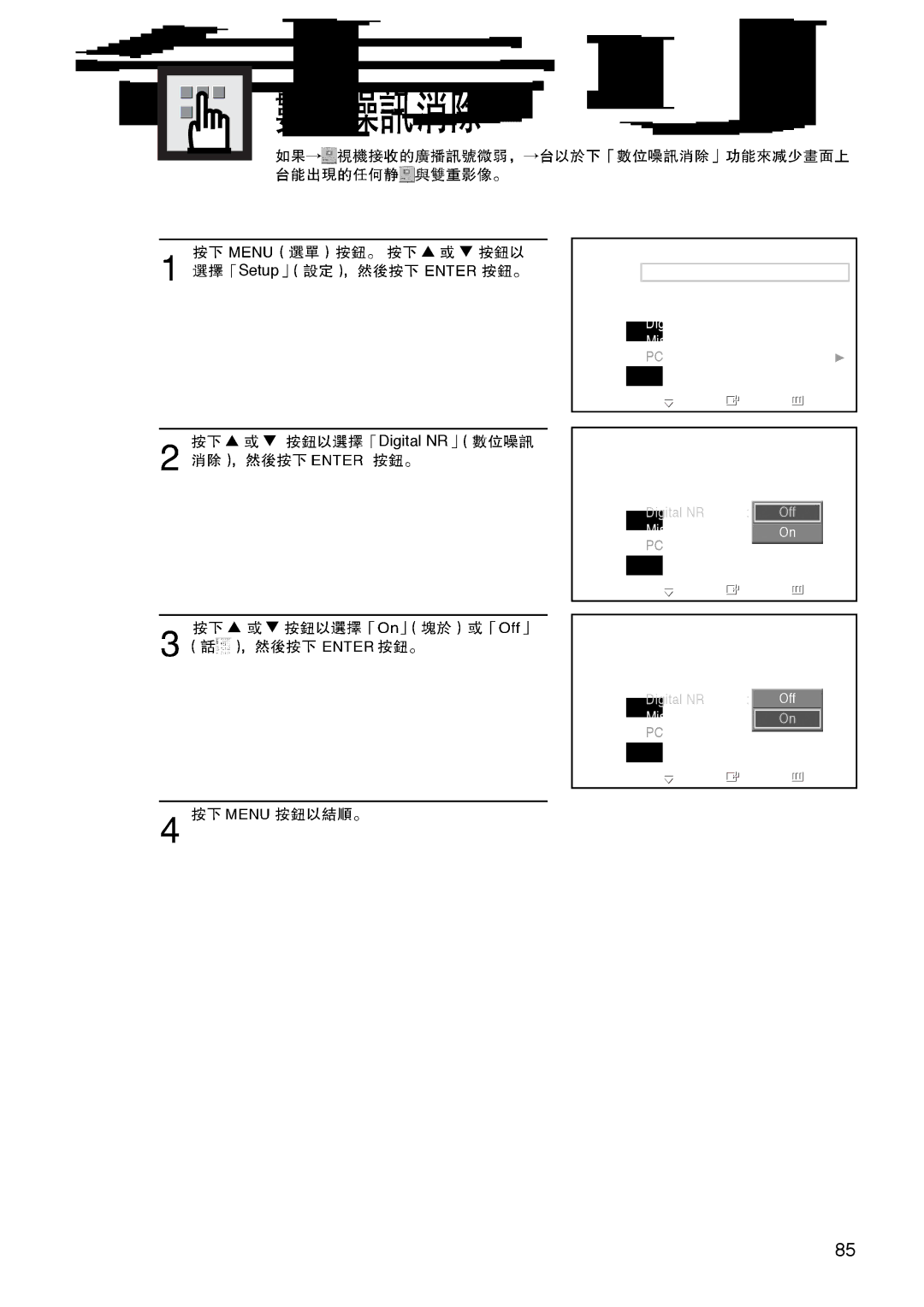 Samsung PL-42D4S manual Setup Digital NR 