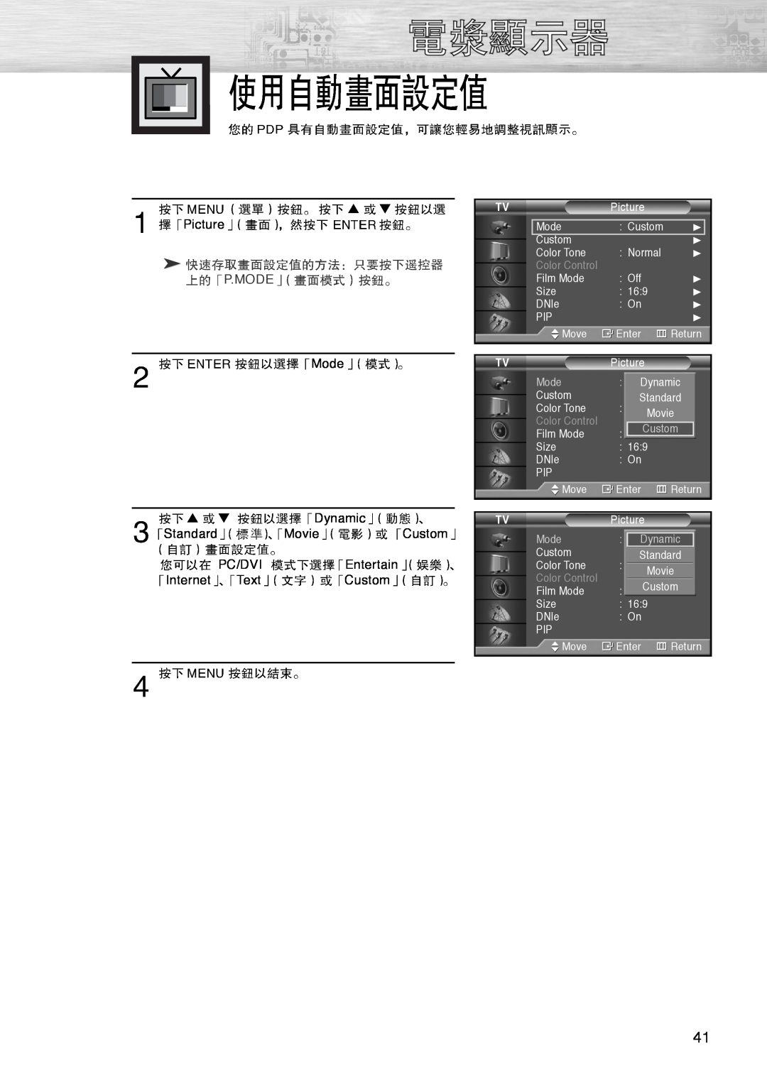 Samsung PL-42D4S manual P.Mode, Color Control 