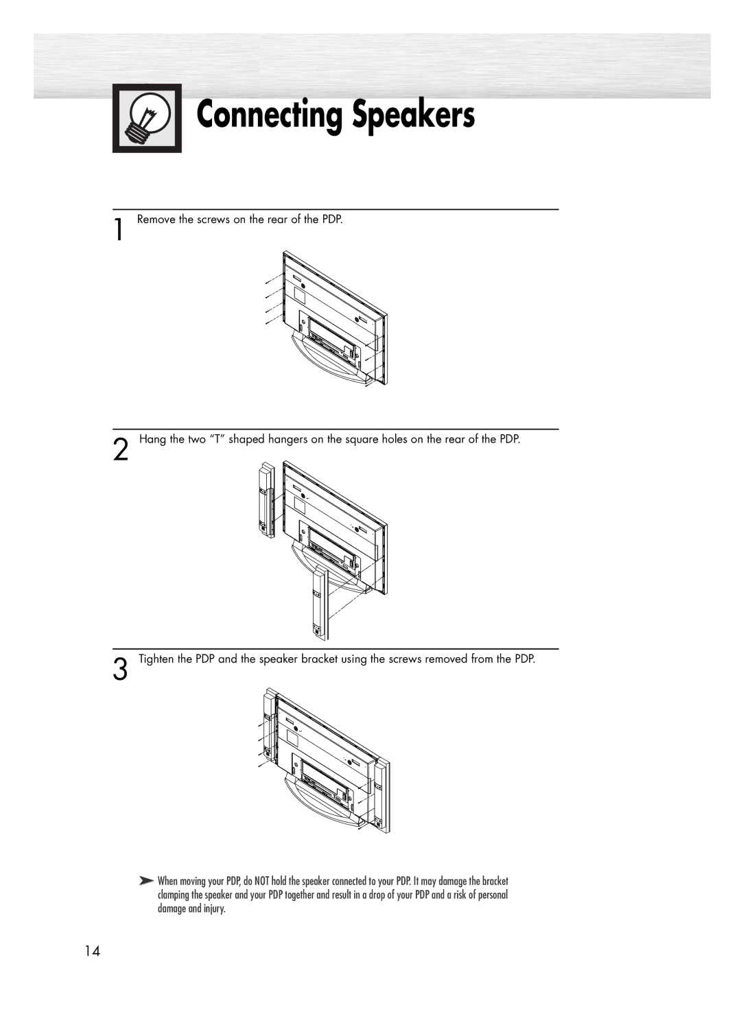 Samsung PL-50D4H manual Connecting Speakers 