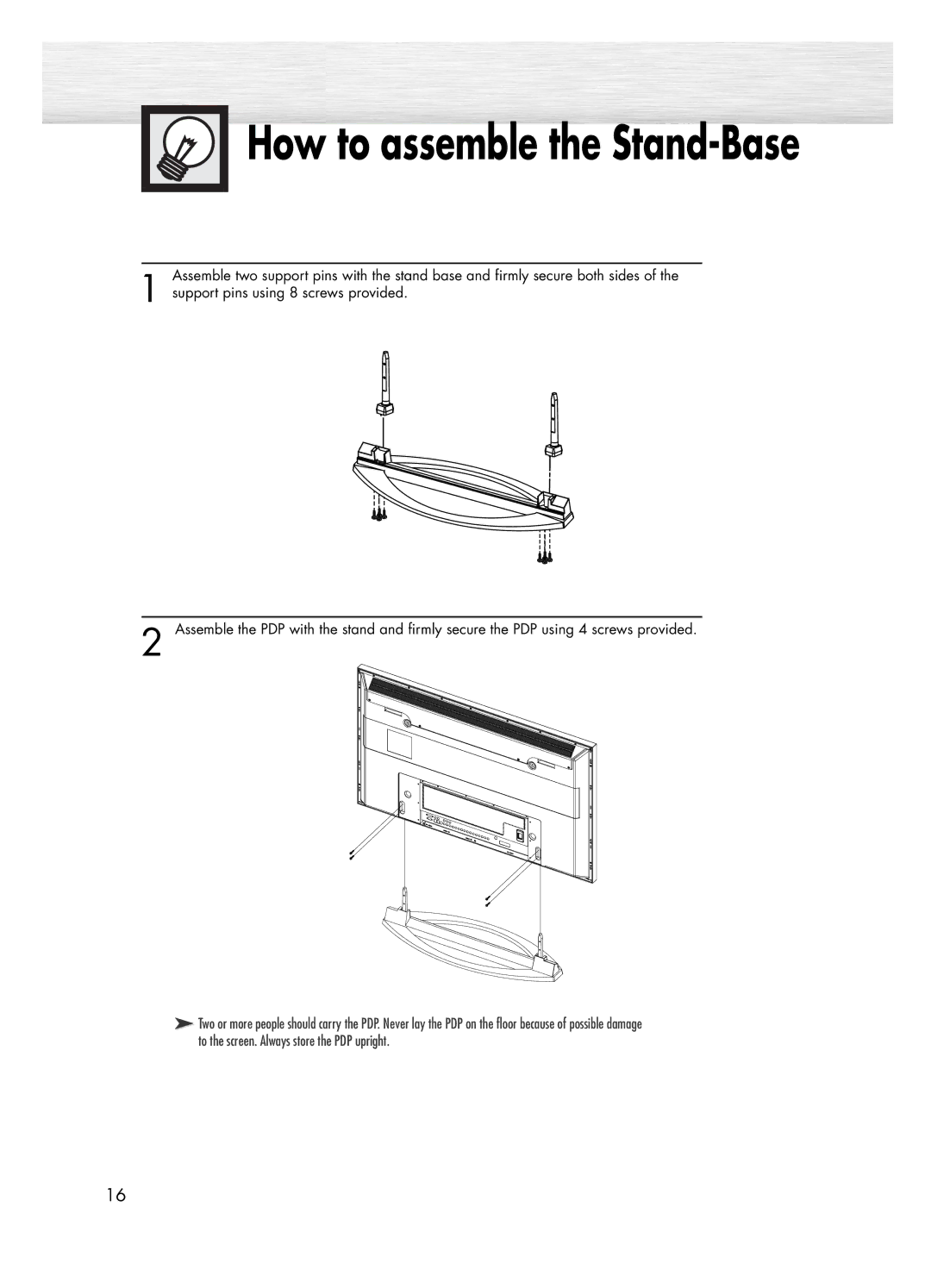 Samsung PL-50D4H manual How to assemble the Stand-Base 