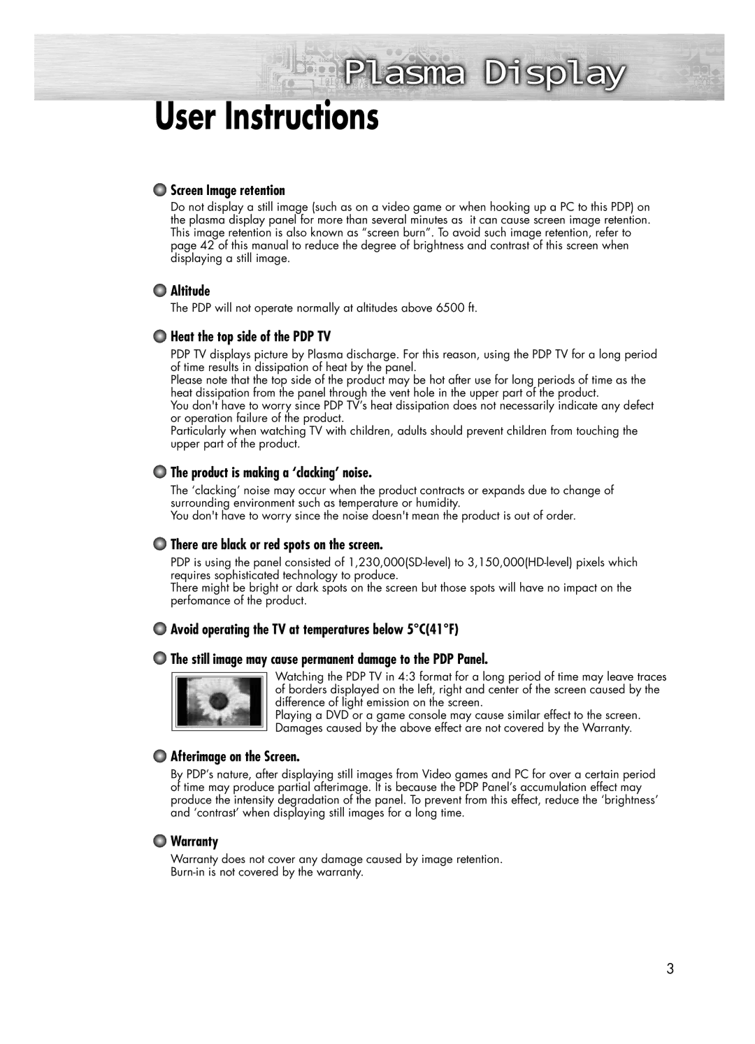 Samsung PL-50D4H manual User Instructions 