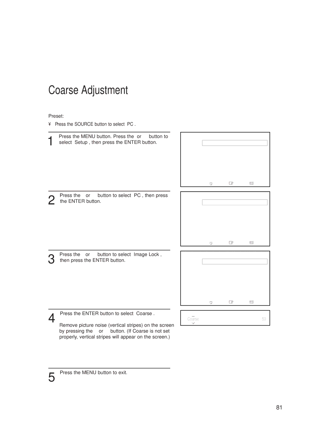 Samsung PL-50D4H manual Coarse Adjustment 