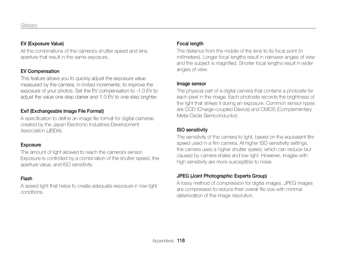 Samsung PL120, PL121 user manual Glossary 